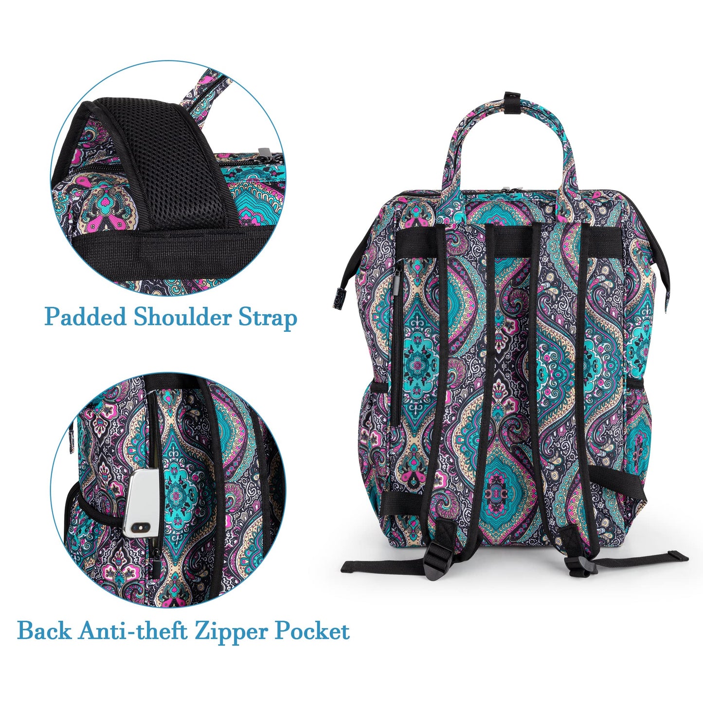 LoDrid Nurse Bag, Heavy Duty Nurse Work Backpack for Men & Women, Nurse Storage Backpack for Work with Steel Frame Top, 15.6" Laptop Layer, Zip-Top Closure & Inner Padded, Totem, Bag Only