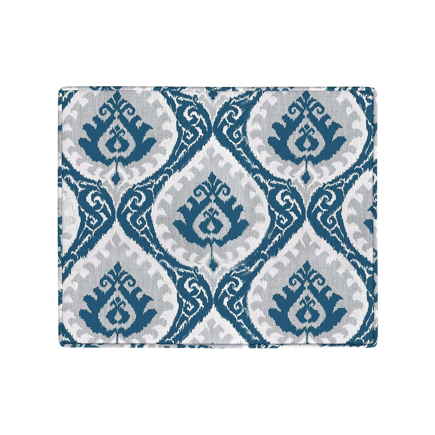 Homepop Home Decor |K7646-A877| Upholstered Modern Rectangular Storage Ottoman | Hinged Lid Ottoman with Storage for Living Room & Bedroom, Blue Ikat Medallion Print