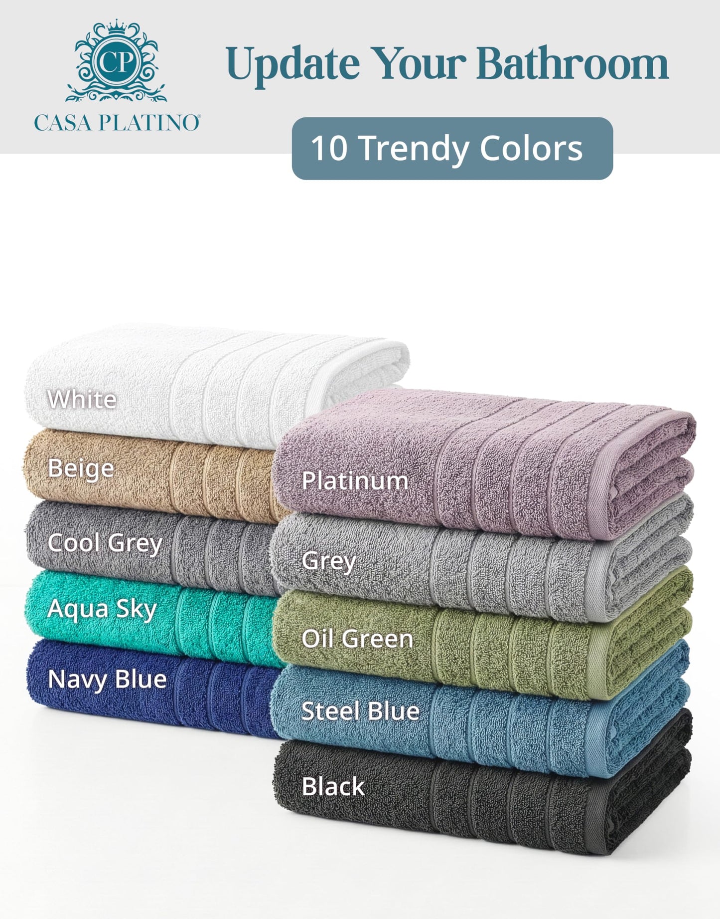 24-Piece Luxury Bathroom Towel Sets – 100% Cotton Bath Towel, 2 Bath Sheets, 2 Gym Towel, 2 Bath, 4 Fingertip, 6 Hand, 8 Washcloths, Highly Absorbent, Ideal for Spa, Hotel & Everyday Use – Oil Green