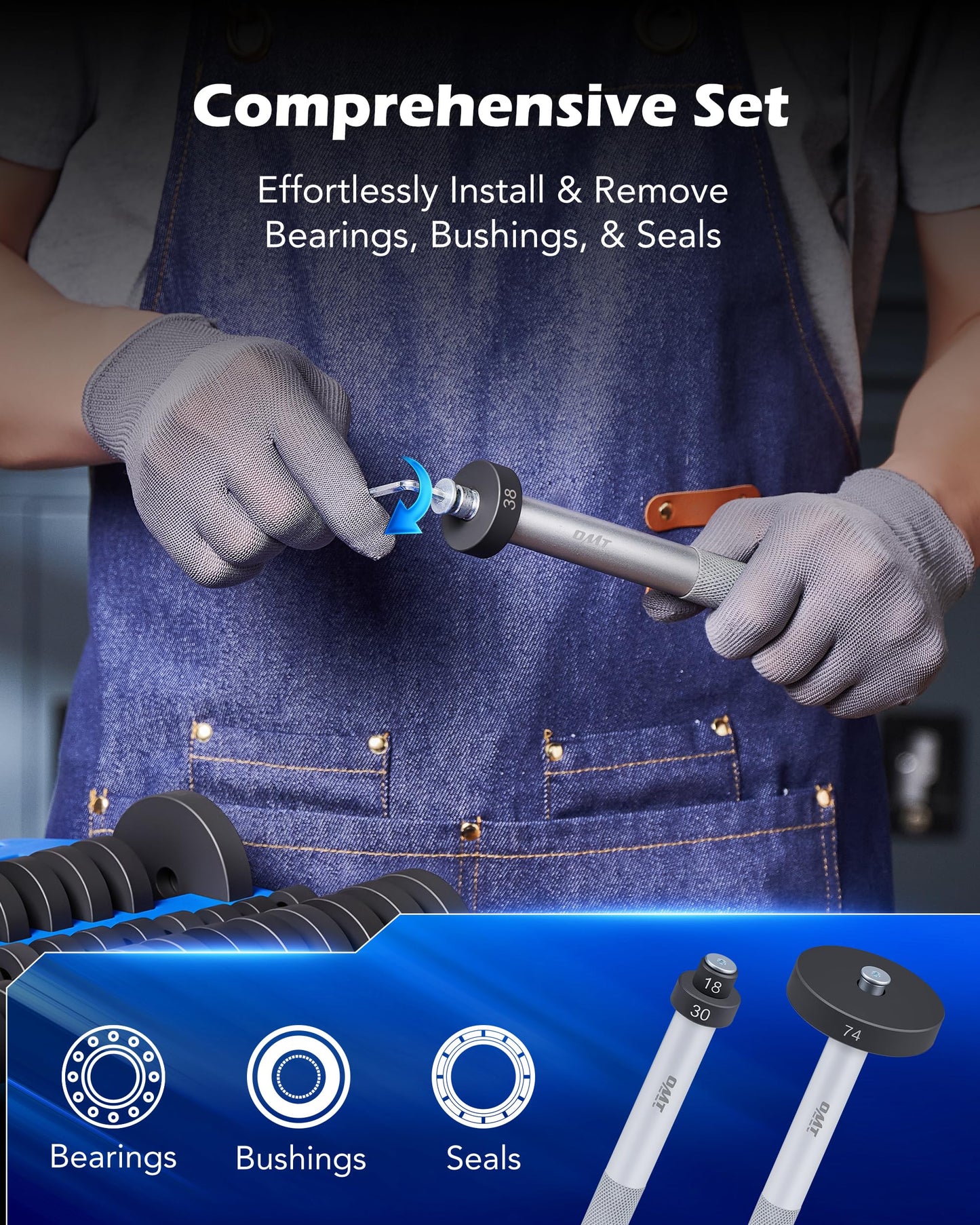 Orion Motor Tech 52-in-1 Custom Bushing Driver Tool Set and Transmission Wheel Axle Bearing Race Seal Installer Remover, Bush Removal Puller Bearing Press Tool Kit
