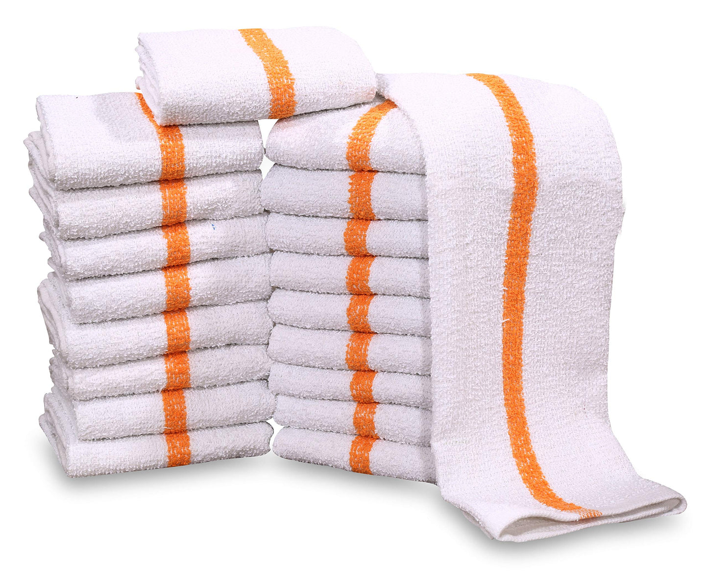 60 PC New Cotton Blend White Restaurant Bar Mops Kitchen Towels (5 Dozen) (60, Gold Stripe)