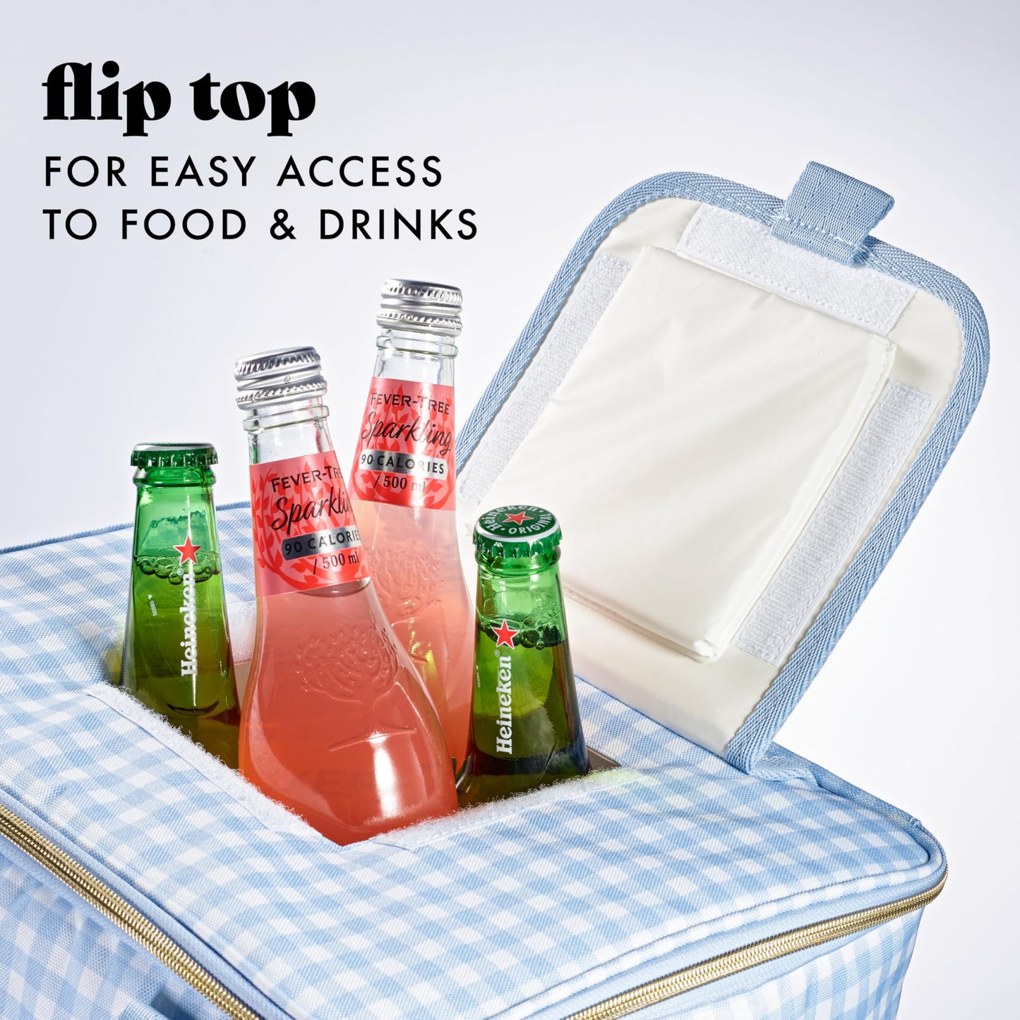 Fit & Fresh, 24-Can Soft Cooler Bag Insulated Leak-Resistant, Portable Soft Cooler, Large Cooler, Soft Sided Cooler Bag, Travel Cooler, Blue Gingham