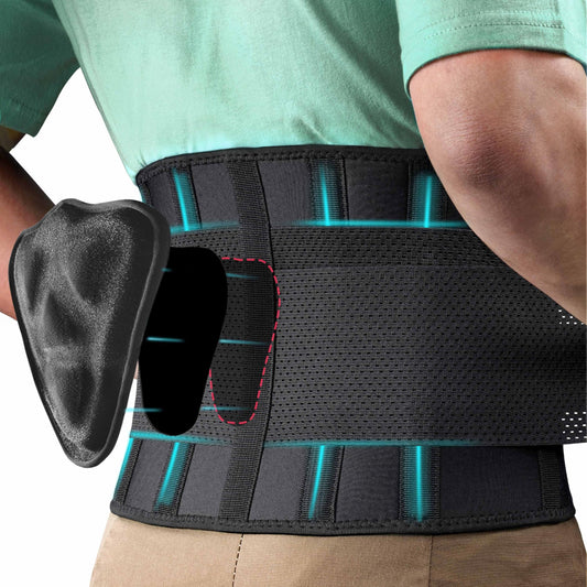 FEATOL Back Brace for Men Lower Back Pain Relief Lumbar Support Brace Waist Belt with Ergonomic 3D Silicone Pad for Heavy Lifting Work, Herniated Disc, Sciatica L/XL