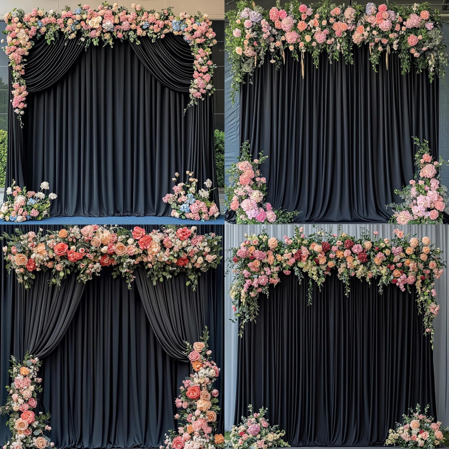 30 ft x 10 ft Wrinkle Free Black Backdrop Curtain for Parties, 6 Panels 10ft Polyester Black Photo Backdrop Drapes for Graduation Birthday Wedding Party Stage Curtains, Thick Bulk Background Curtains
