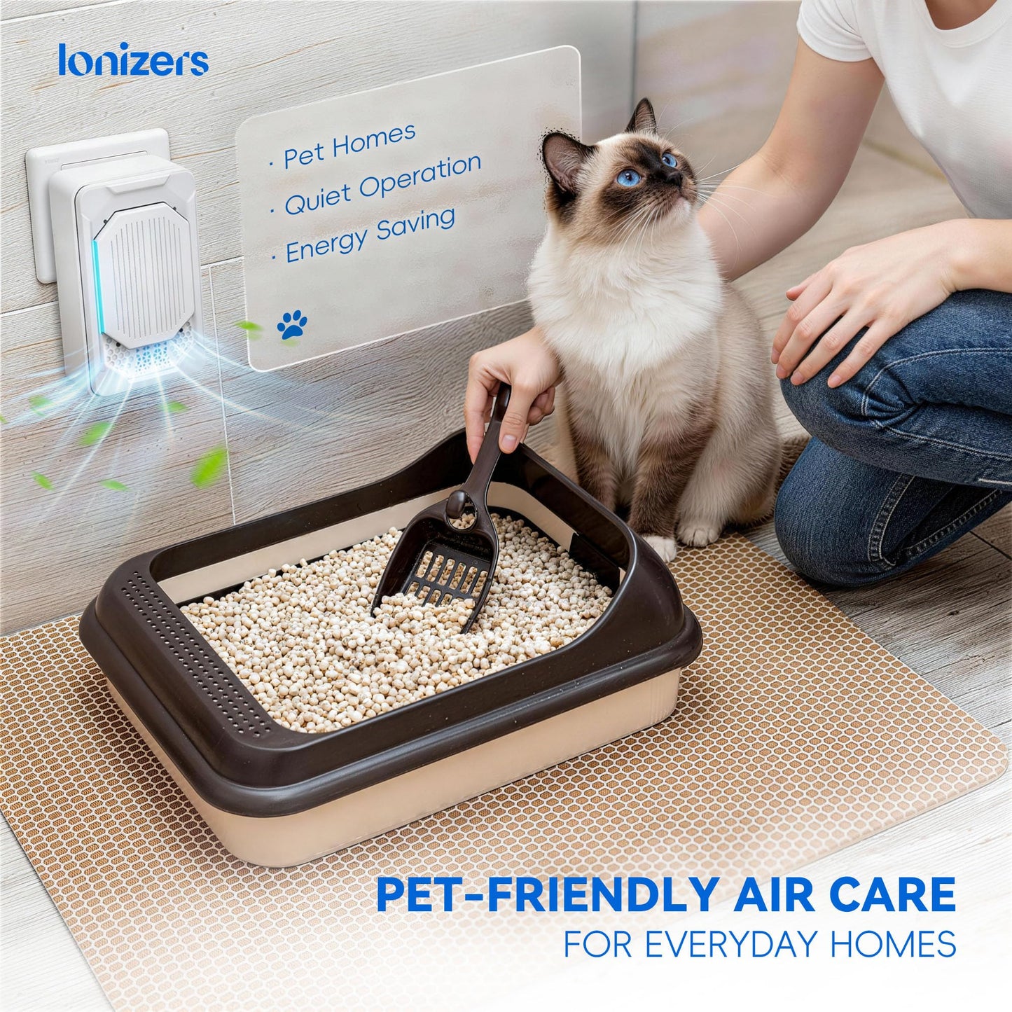 Air Purifiers for Home Pets (2 Pack), Air Ionizers Plug In for Bedroom, Office & Kitchen, Portable Quiet Odor Reducer for Pets, Smoke, Dust & Pollen, Air Freshener, Easy to Use, Low Noise