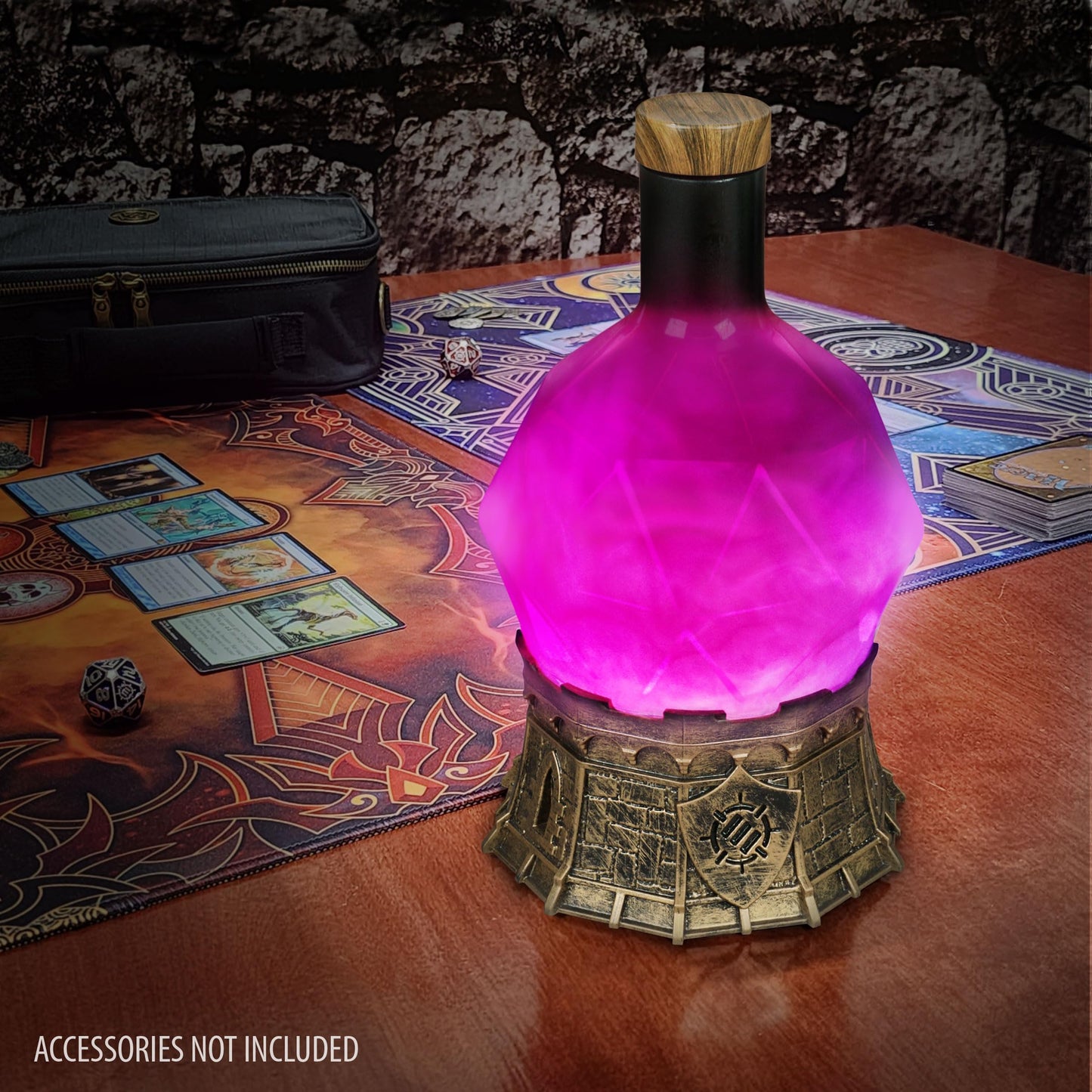 ENHANCE Gaming Sorcerer's Potion Light with Swirling Mystical Brew - Potion Bottle Mood Light Prop for Tabletop Game Immersion, Playroom, Desk Decor - Soft Glowing Whirling Potion (Purple Elixir)