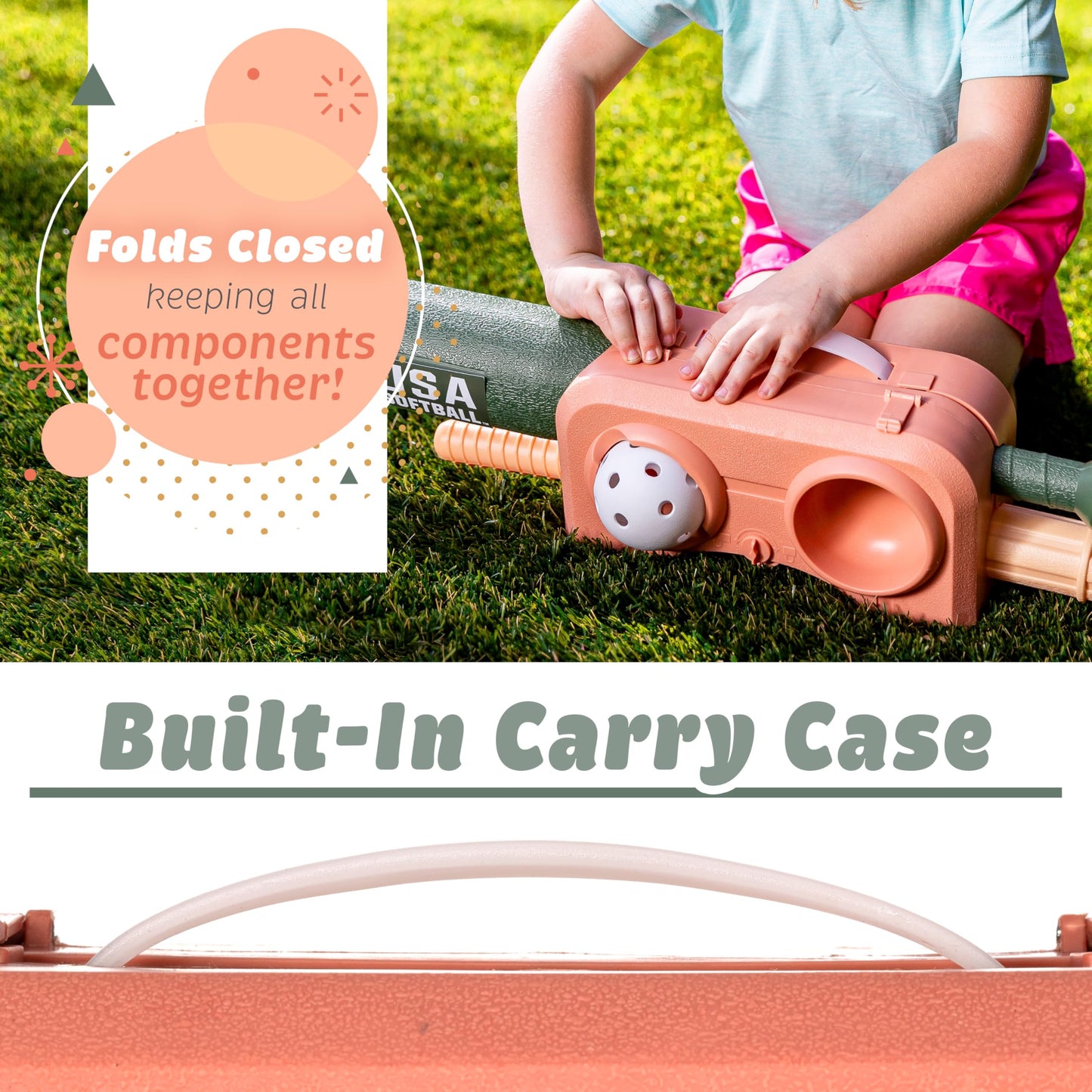Franklin Sports USASB Kids Baseball Batting Tee Set - Jumbo Plastic Baseball Bat, Ball + Tee - Adjustable + Portable Tee for Youth + Toddlers - Fold Away Tee