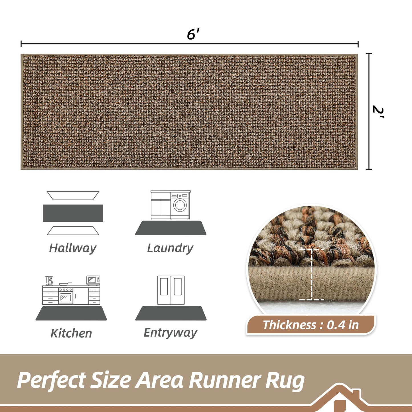BEQHAUSE Hallway Runner Rugs 2x6, Hallway Rug Non-Slip Washable(Rolled-Up NO Creases), Runner Rug Absorbent Stain Resistant Hall Rug Carpet Runner, Entryway Rugs Floor Mat Laundry Room Rugs, Taupe