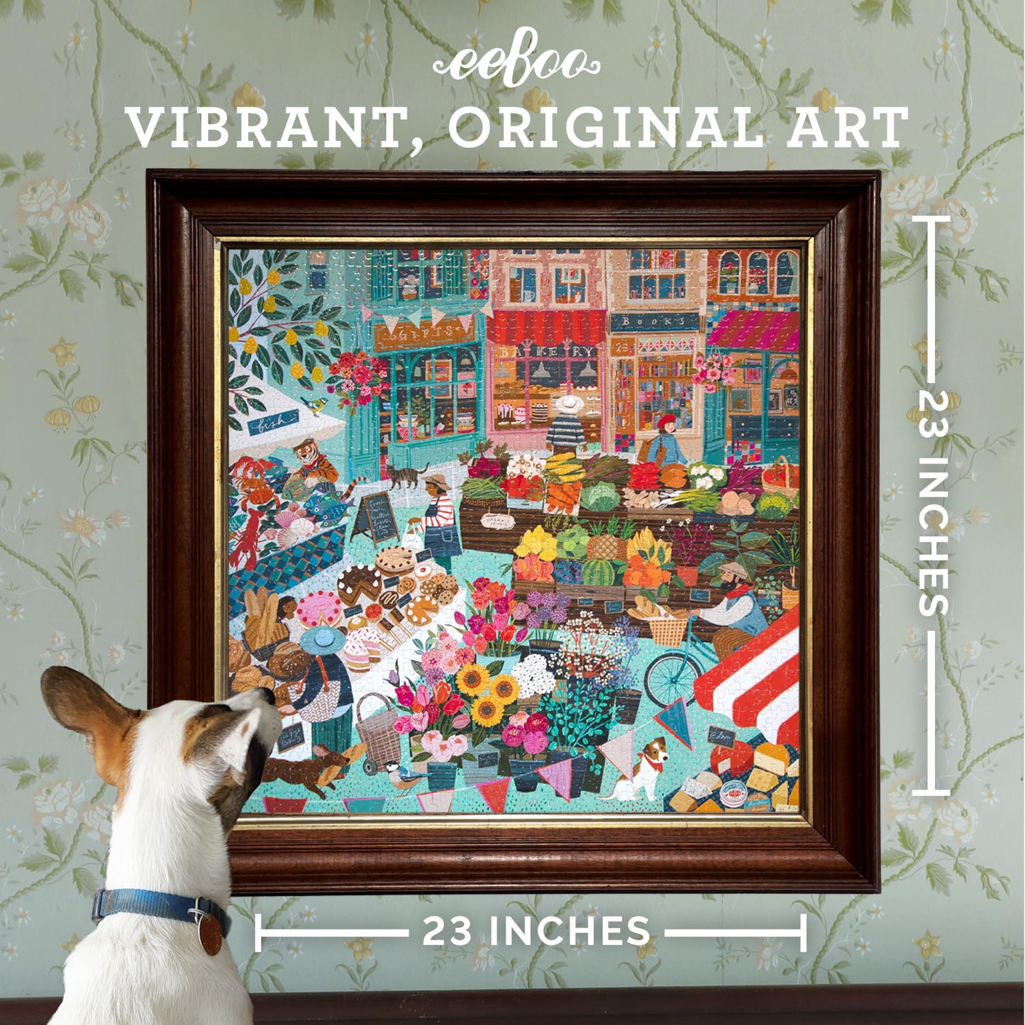 EEBOO - English Green Market - 1000 Piece Cardboard Puzzle - Colorful Puzzle on The Village Market - PZTEGM