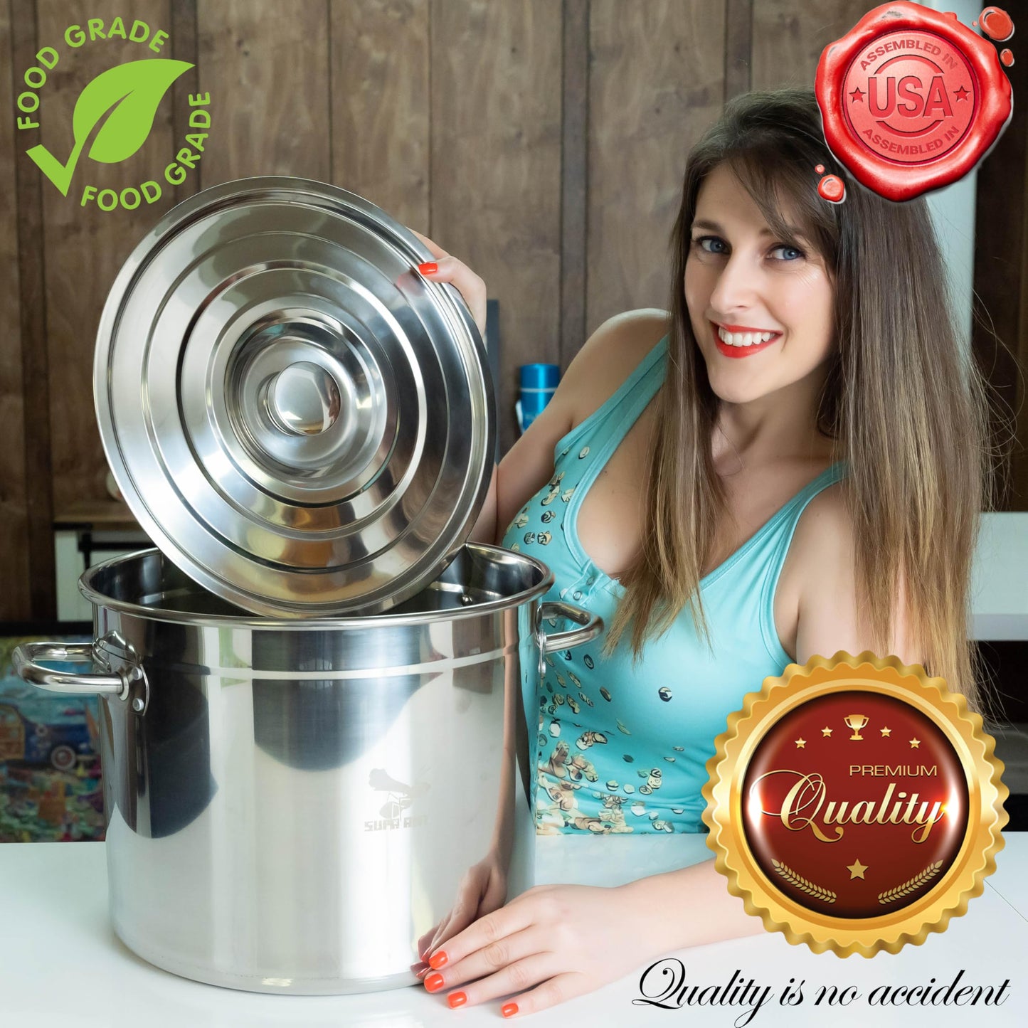 Food Grade 24 Qt. Stainless Steel Water Bath Canning Pot w/Canning Supplies Starter Kit for Beginners - Canning Rack, XL Ladle, Measuring Cups, Funnel,Tongs,Jar Lifter & Wrench,Lid Lifter by Supa Ant