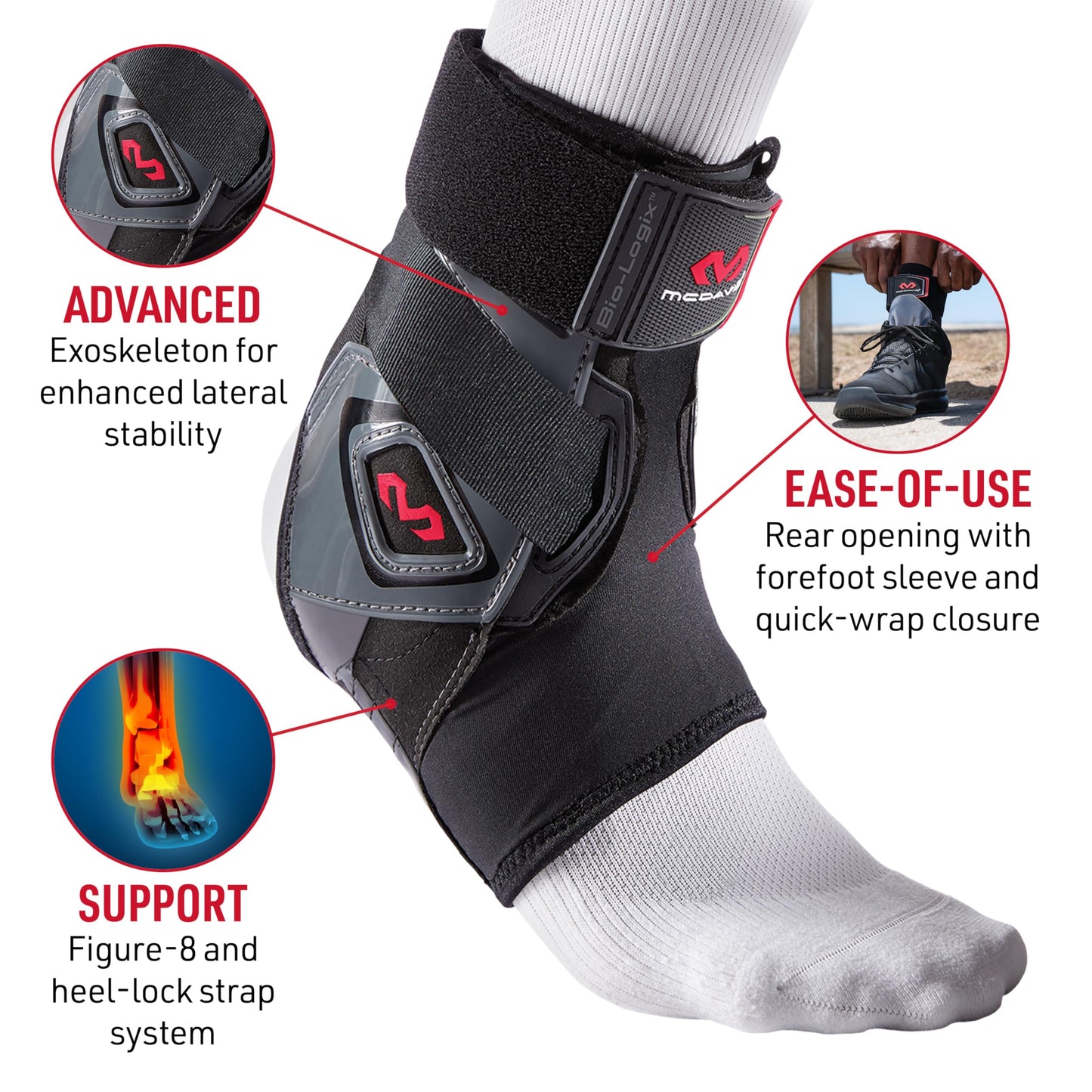McDavid Ankle Brace Sprain Prevention/Recovery. Bio-Logix Therapy Support, Competition Grade. Perfect for Basketball, Volleyball, Football, Soccer and More