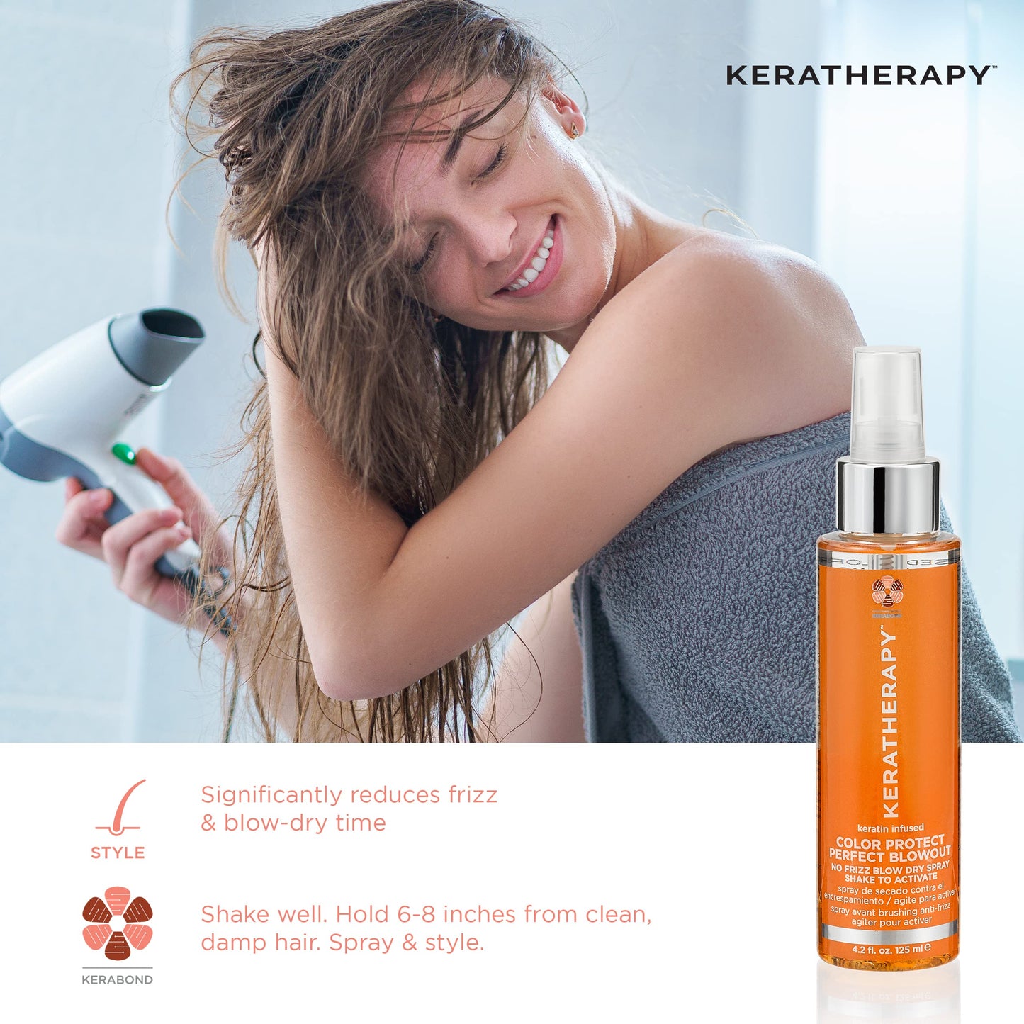 KERATHERAPY Keratin Infused Color Protect Shampoo, 10.1 fl. oz., 300 ml - Gluten Free Color Protecting Shampoo for Color Treated Hair with Kerabond Technology, Red Raspberry Oil, Omega 3 & 6