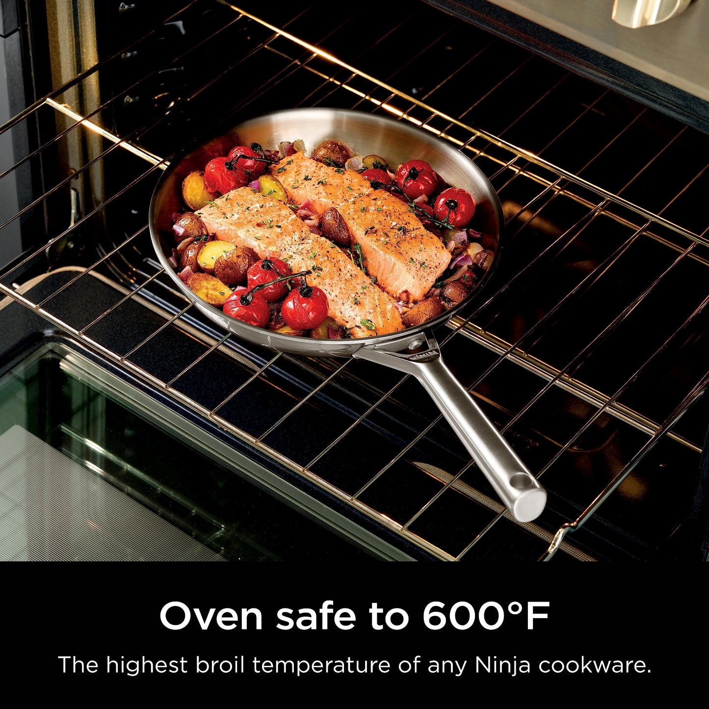 Ninja EverClad Commercial-Grade Stainless Steel 10.25" Fry Pan, Tri-Ply Pans, Oven Safe to 600°F, All Stovetops & Induction Compatible, Stainless, C90026
