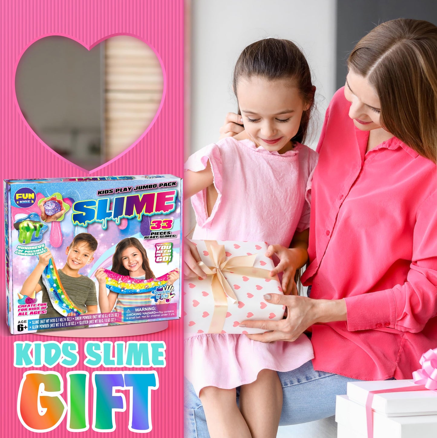 33 Cups Jumbo Slime Kit for Girls and Boys, FunKidz Premade Ultimate Slime Pack to DIY Big Soft Slime Making Kits Super Party Favors Gift Toys for Kids
