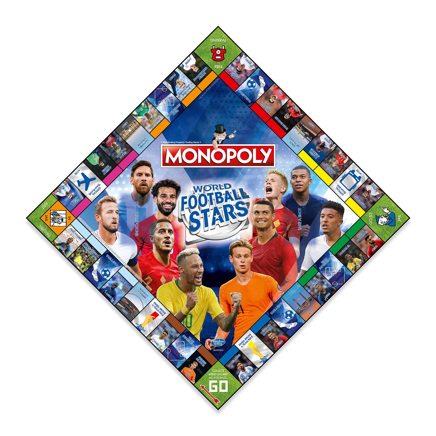 Winning Moves Football Stars Monopoly Board Game, Play with Cristiano Ronaldo, Lionel Messi, Neymar, Harry Kane and Salah, Perfect for The World Cup, Gift and Toy for Boys and Girls Aged 8 Plus