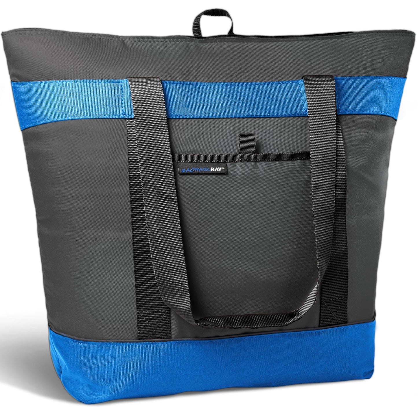 Rachael Ray Jumbo Chillout Thermal Tote, Insulated Soft Sided Cooler Bag, Foldable Reusable and Leak Proof Food Grocery Bag, Portable Travel Cooler, Hot or Cold Carrier, Black