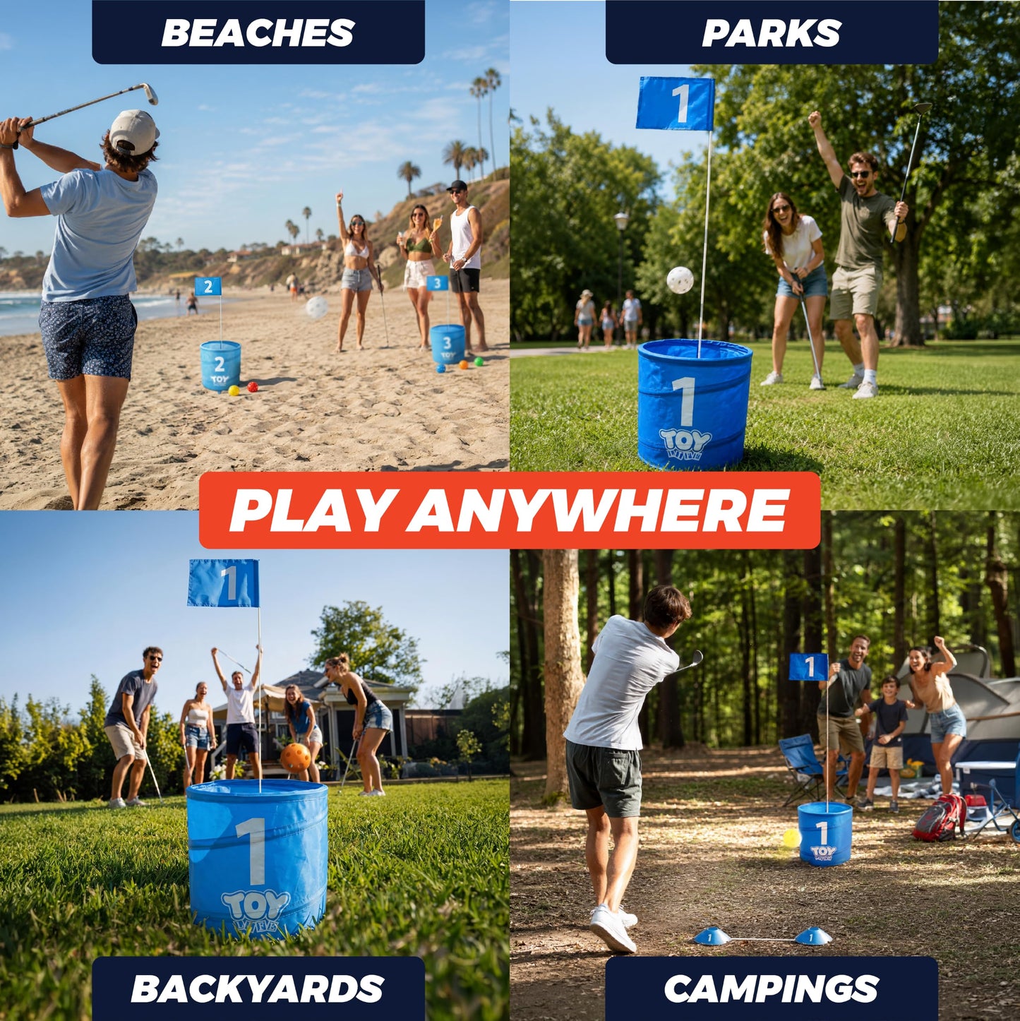 TOY Life Golf Game Set, 6 Holes Backyard Golf Bucket Game for Adults Kids, Practice Golf Course with Balls and Flag, Outdoor Indoor Golf Yard Game for Beach, Camping and Lawn