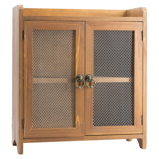 COLLECTIVE HOME - 2 Tiered Storage Cabinet, Countertop Cabinet, Wood Organizer for Kitchen Living Room Bedroom Bathroom Office with Magnetic Door, 15.75 x 14.5 x 6.5, Brown, 01