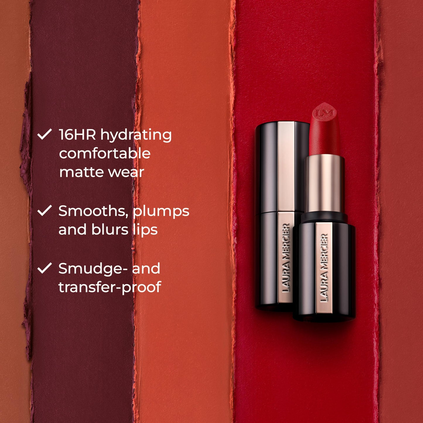 Laura Mercier Caviar Smoothing Matte Lipstick, 16HR Hydration, Long Lasting, High Impact Color, Smudge- & Transfer-Proof, With Hyaluronic Acid + Vitamin E, 136 Chantilly Lace - Pale muted peach beige