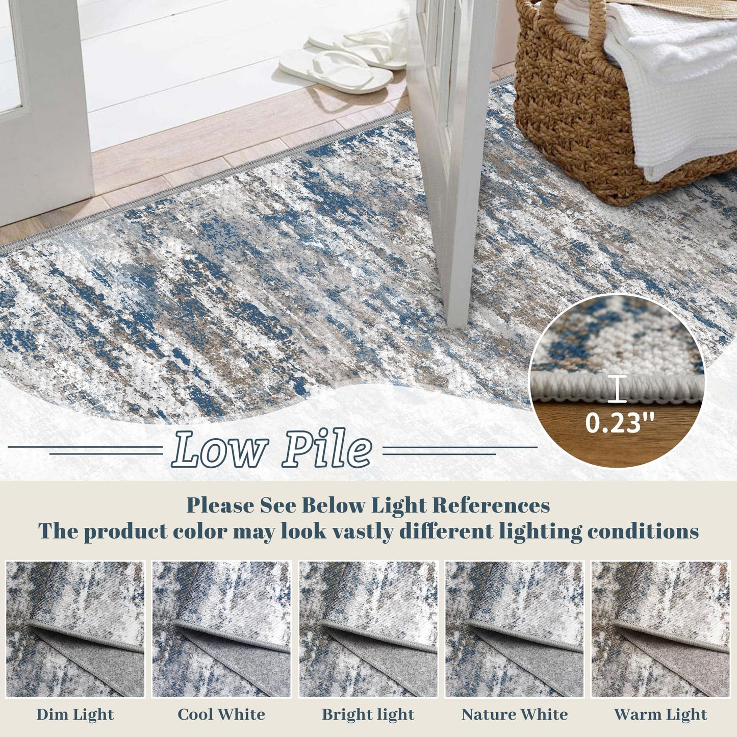 TTelephant Washable Carpet Runners for Hallway 12ft-Non Slip Floor Runners for Dogs, Abstract Hallway Runner Rug with ‌Silicone Backing, Stain Resistant Rug for Indoor High Traffic,2.6x12,Multi
