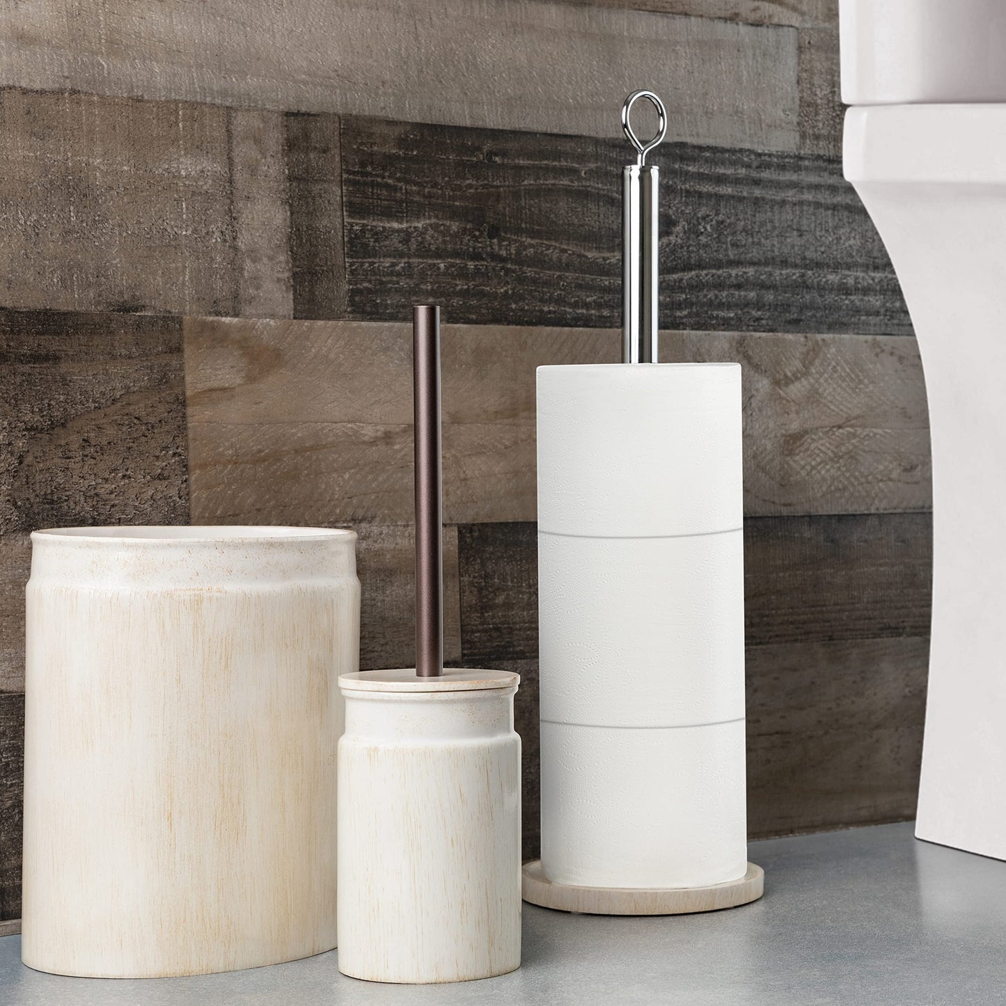 Creative Scents Rustic Luxe Small Bathroom Trash Can - Bathroom Garbage Can for Modern Farmhouse Decor - Small Waste Basket for Bathroom and Bedroom - Durable Space Saving Bathroom Trash Bin