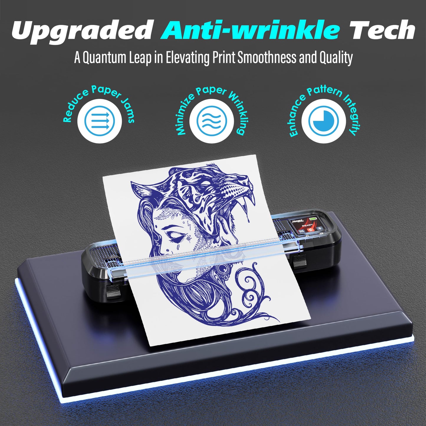 Neebol Tattoo Stencil Printer with LED Screen, Wireless Tattoo Printer Machine, 10pcs Stencil Paper, Bluetooth Portable Tattoo Machine for Artists & Beginners, Compatible with Smartphone & PC
