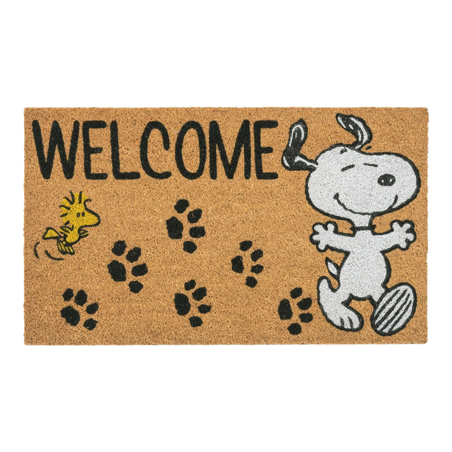 Gertmenian Peanuts Snoopy Coir Doormat - 2x3 Welcome Mat (2-Pack), Ideal for High Traffic Areas in Front Door, Garage, Entryway - Welcome, 80022