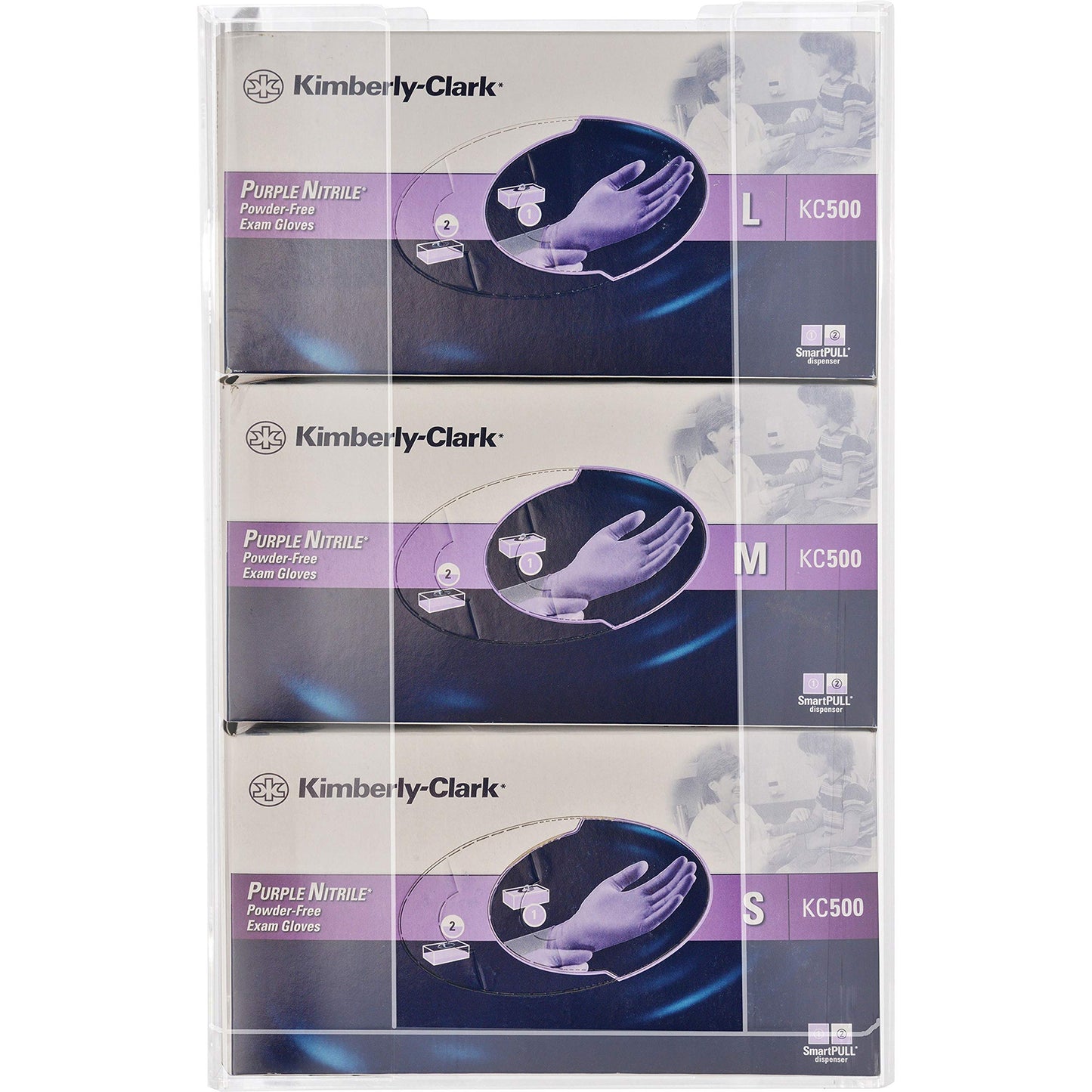 Kantek Wall Mounted Acrylic Glove Box Holder Dispenser, 3 Box Capacity, for Use in Food Service, Healthcare, Hospitals, Restaurants, 10.3" x 3.8" x 16", Clear