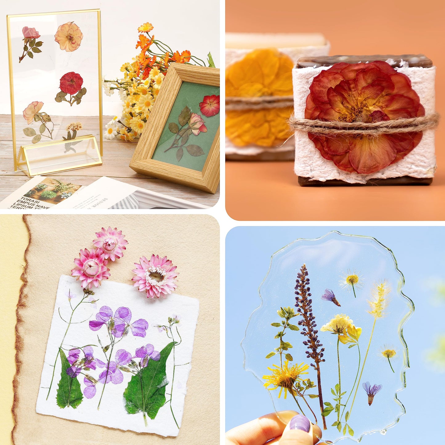 Aboofx Flower Press Kit, Craft Kits 11x11 10 Layers Wooden Flower Pressing Kit for Crafts, Pressed Flowers and Plant Press for St