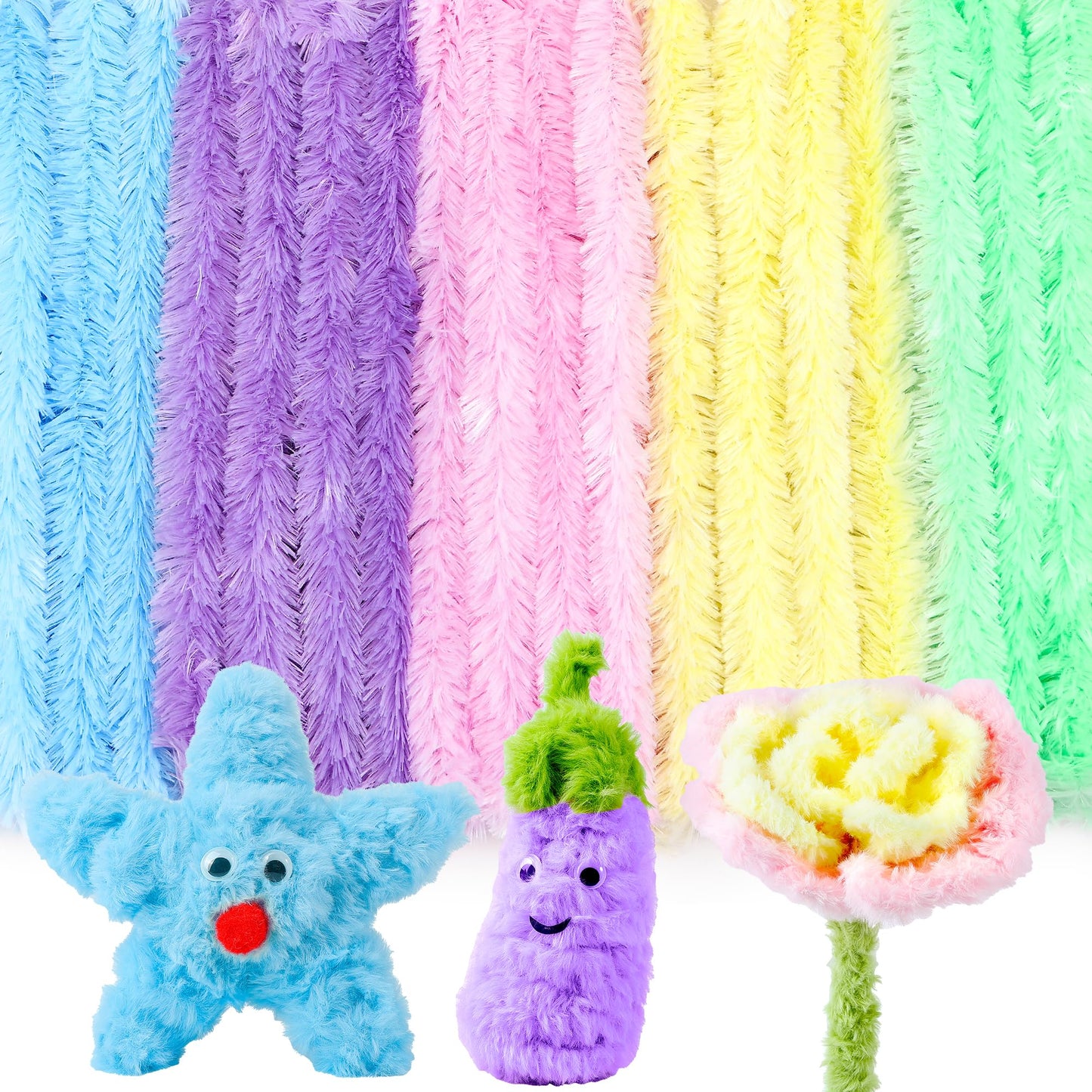 Caydo 50PCS Extra Thick Macaroon Pipe Cleaners Craft Supplies Jumbo Pipe Cleaners Chenille Stems for Kids Craft DIY Projects Creative Christmas Decoration, (30 mm x 12 Inch)