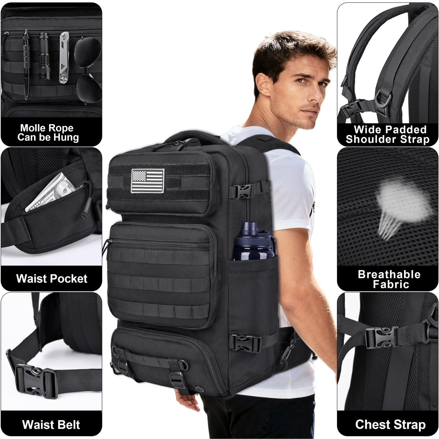 DEYACE 40L Travel Backpack Mens TSA Approved Carry-on Durable Large Weekender Backpack Fits 17.3 Inch Laptop YKK-Zipper AER Travel Pack with USB Charging Port Shoes Compartment