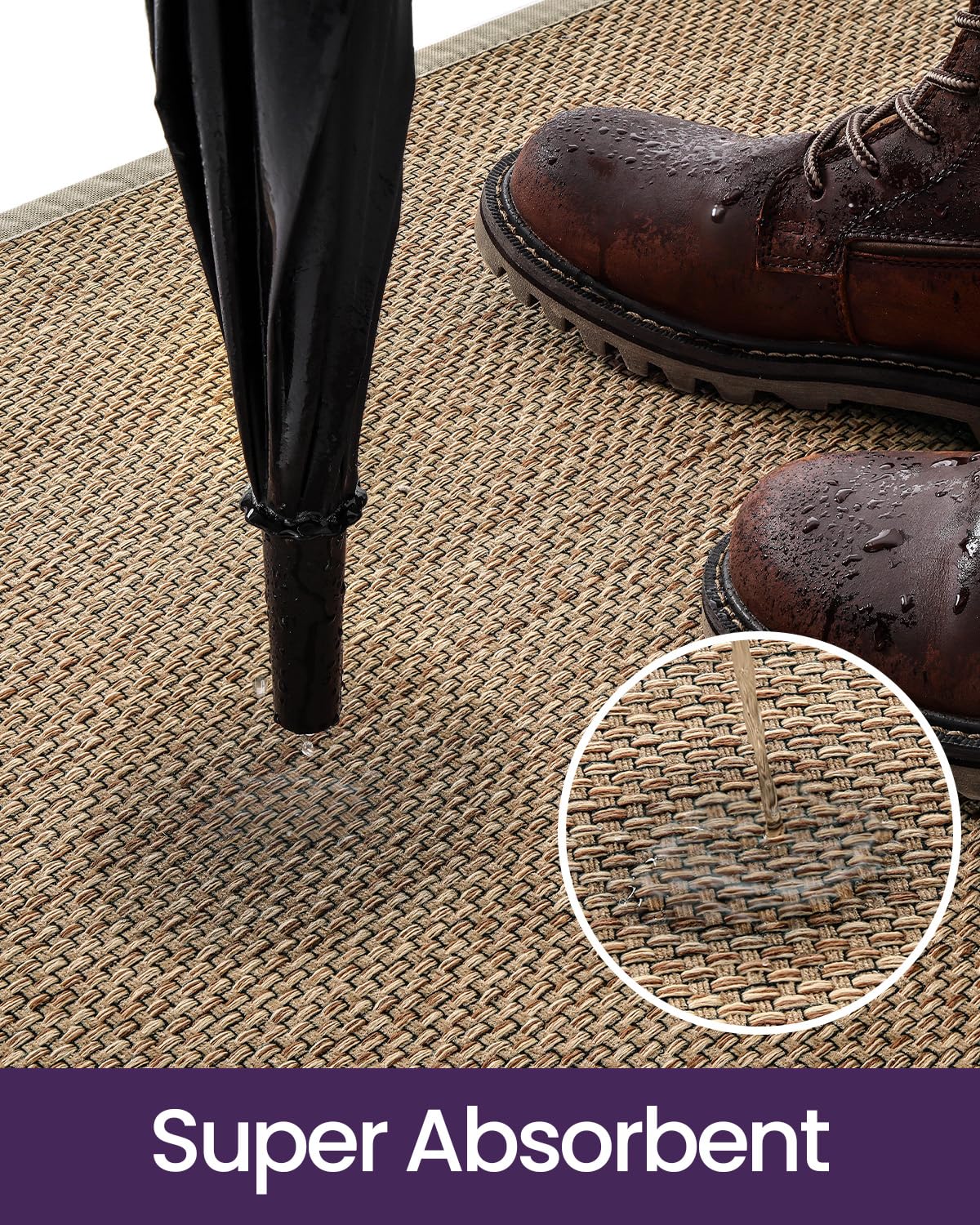 DEXI Ultra Thin Entryway Indoor Door Mat 24x36, Non Slip Rubber Backing Inside Entry Mat, Low Profile Easy Clean Dirt Trapper Doormat for Inside Entrance Patio, Beige