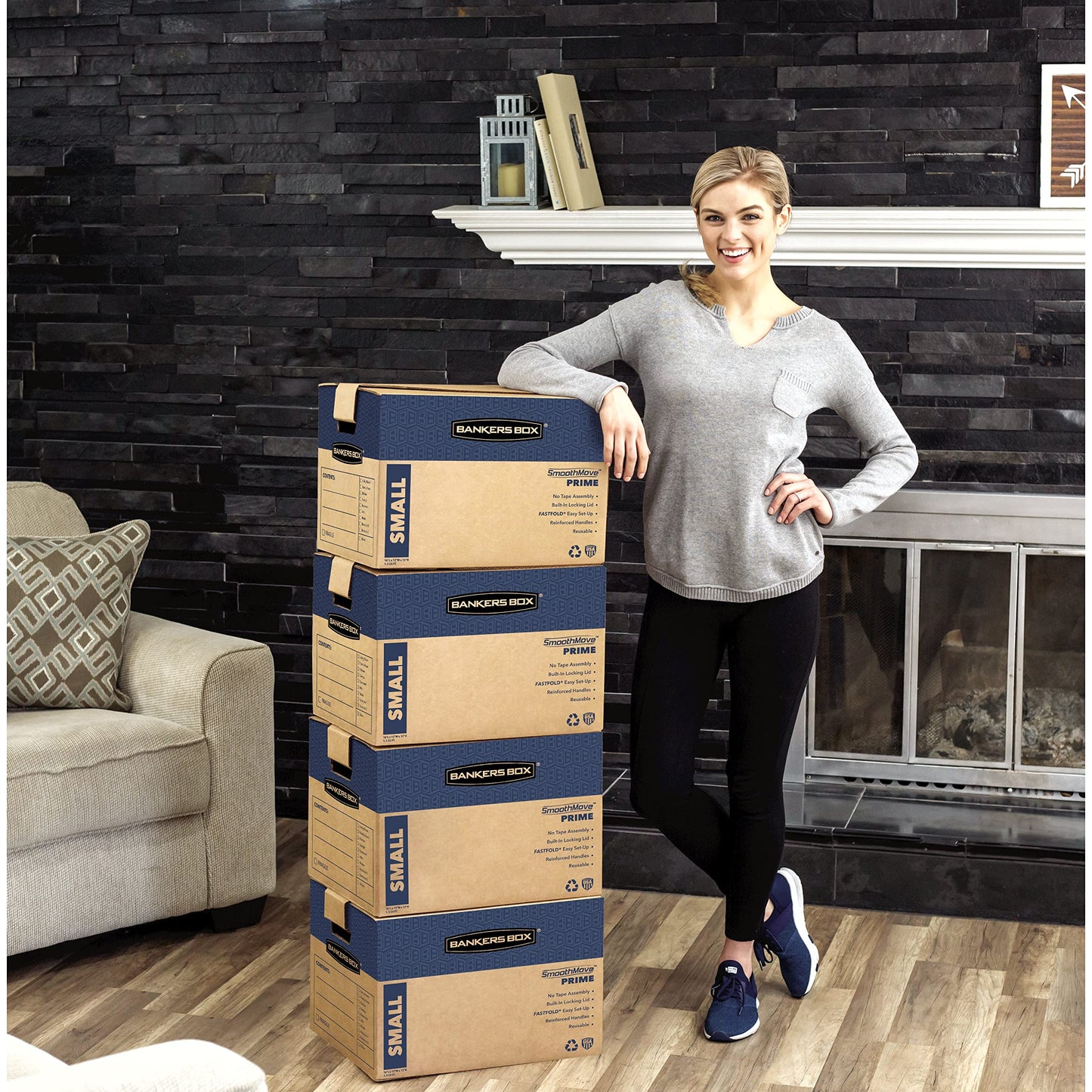 Bankers Box Small Prime Moving Box 10 Pack, Reinforced Handles, Tape-Free Assembly, Attached Lid, 16-in x 12-in x 12-in (0062716)