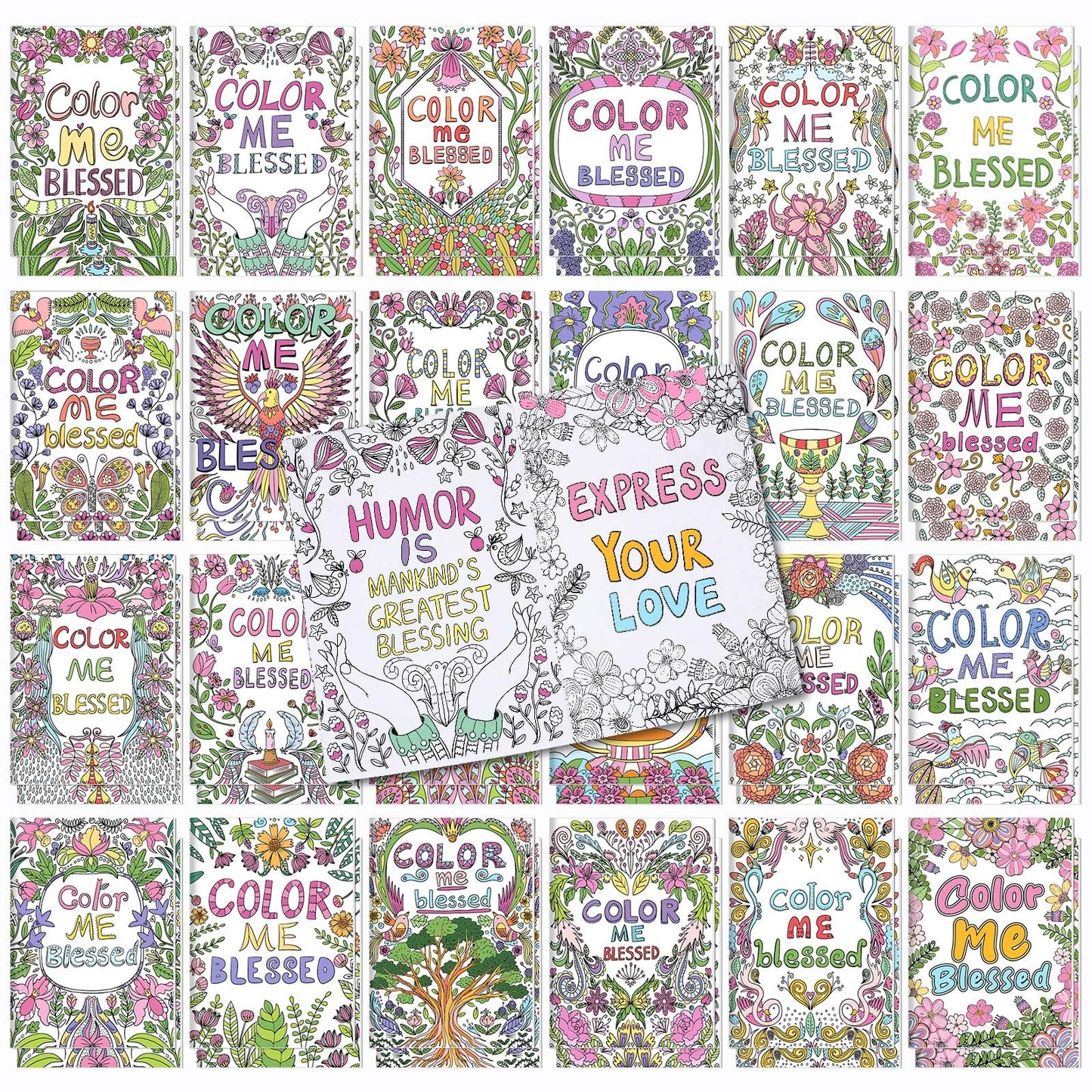 Liliful 24 Pcs Mindfulness Geometric Theme Coloring Book Bulk – Intricate Pattern & Mandala Coloring Books for Stress Relief, Ideal for Adult Relaxation, Gift Fillers & Self-Care Activities