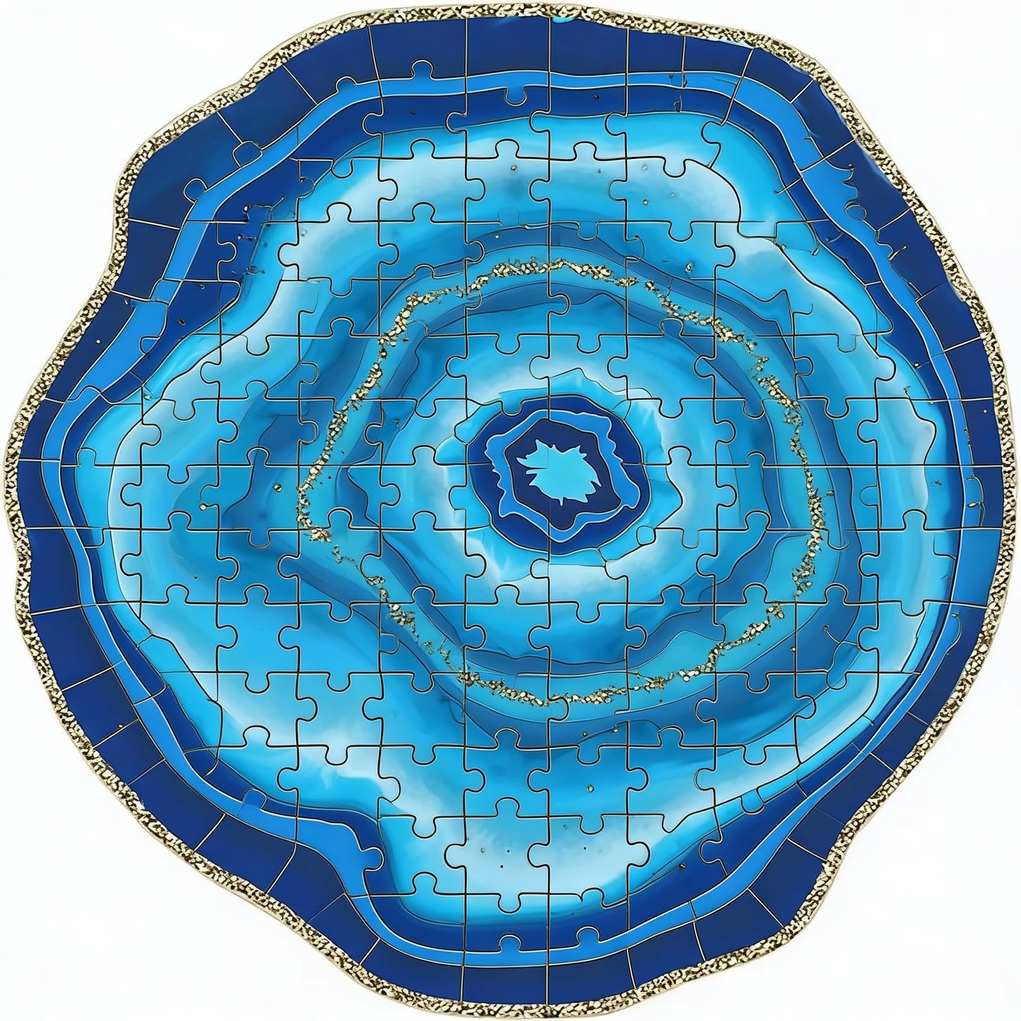 Blue Geode Puzzle – Realistic World Wooden Jigsaw Puzzle A3 Size by Sharp Brain Zone, Durable Plywood Brain Teaser, Unique Art Design,Decorative Brain Teaser Gift