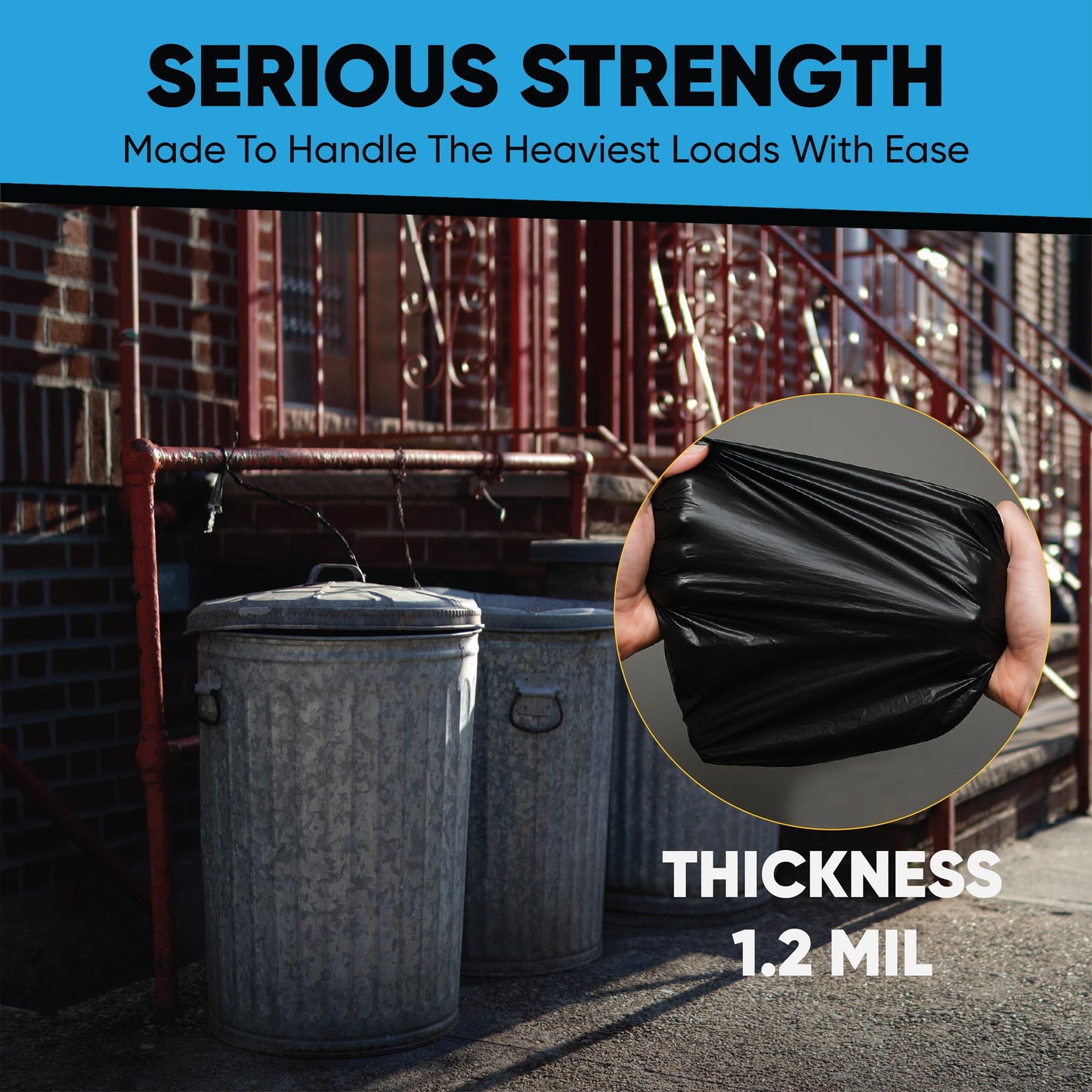 95-96 Gallon Trash Bags Heavy Duty | 50 Count | Extra Large 95-96 Gallon Trash Can Liners | 90-100 Gal for Outdoor, Commercial, and Home Use