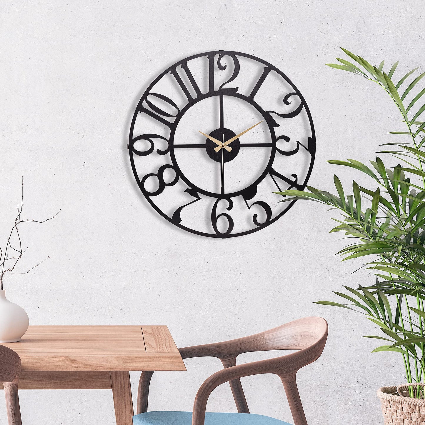 muyika Large Metal Wall Clock | 20 inch Size Silent Battery Operated Large Size Analog Black Wall Clocks | Modern Wall Decor for Living Room Bedroom Kitchen Home Office