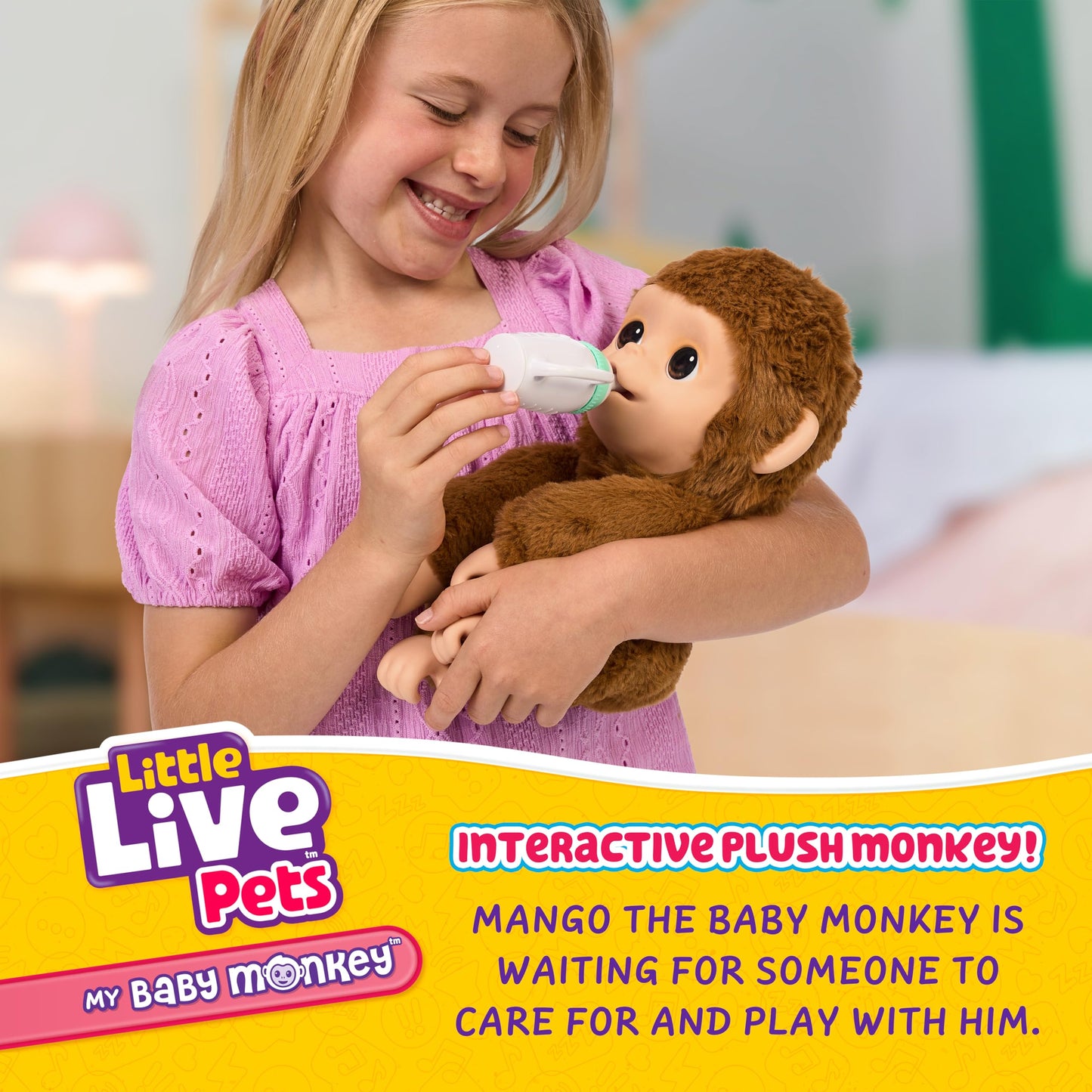 Little Live Pets My Baby Monkey - Adorable pet Monkey with Over 50 Sounds & Reactions. Expressive Moving Mouth. Mango Sucks his Thumb, Feeds from his Bottle, & Hangs from his Hands & feet!