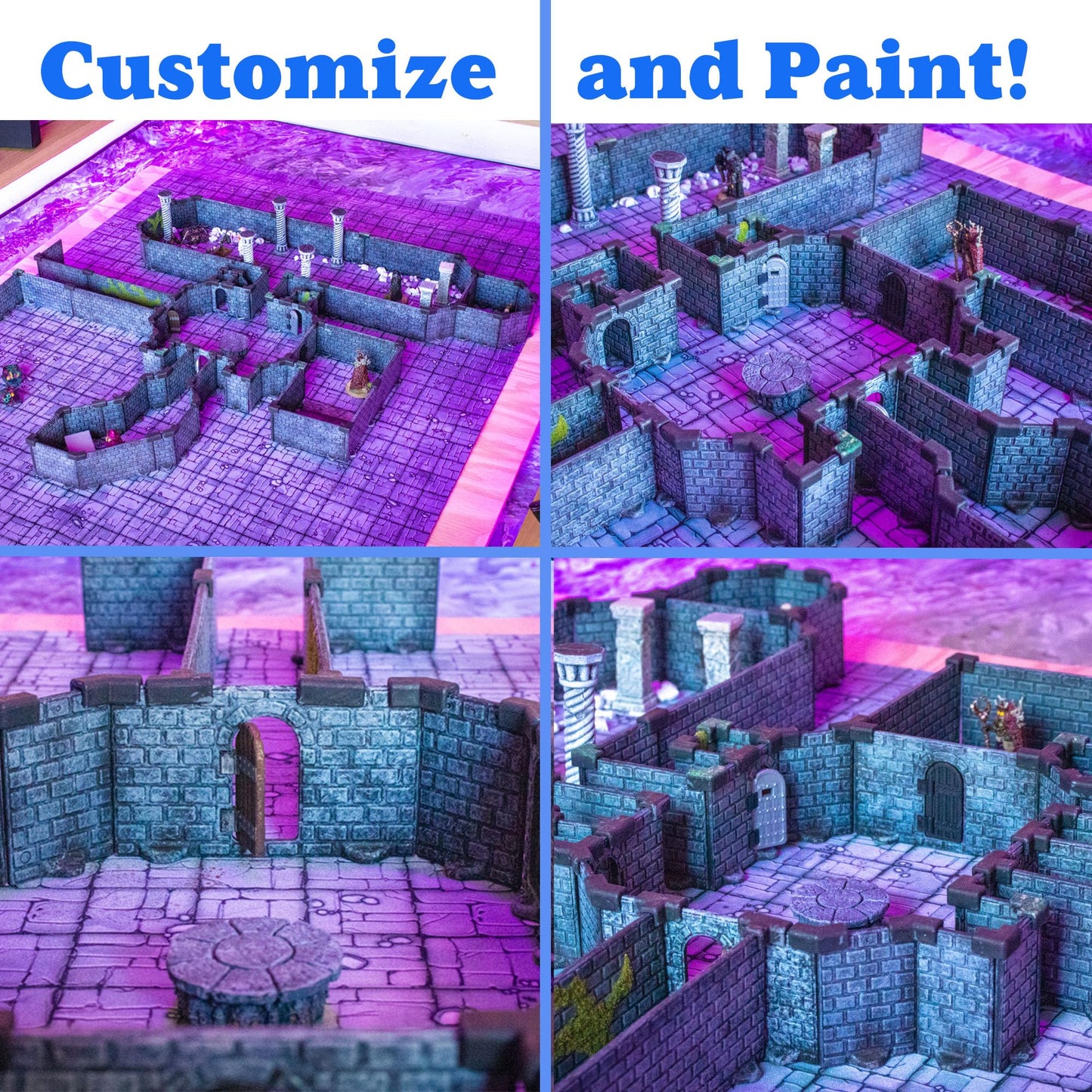 Rogue Dungeon Set - Mini Dungeon Castle Cavern DND Terrain for Tabletop RPGs, Dungeons & Dragons, Pathfinder, War Gaming, and More! by DCD (100+pcs, 3.5sqft, 16rooms)