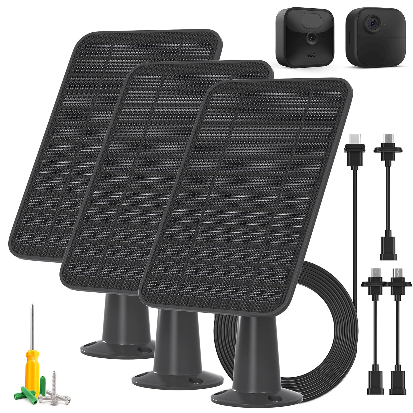 5W Solar Panel Compatible with Blink Outdoor 4(4th Gen)/Blink Outdoor(3rd Gen) XT3 & Blink XT2/XT Camera, Blink Solar Panel Charger with 13.1ft Cable Rubber Plug, IP65 Waterproof, Secure Mount, 3 Pack