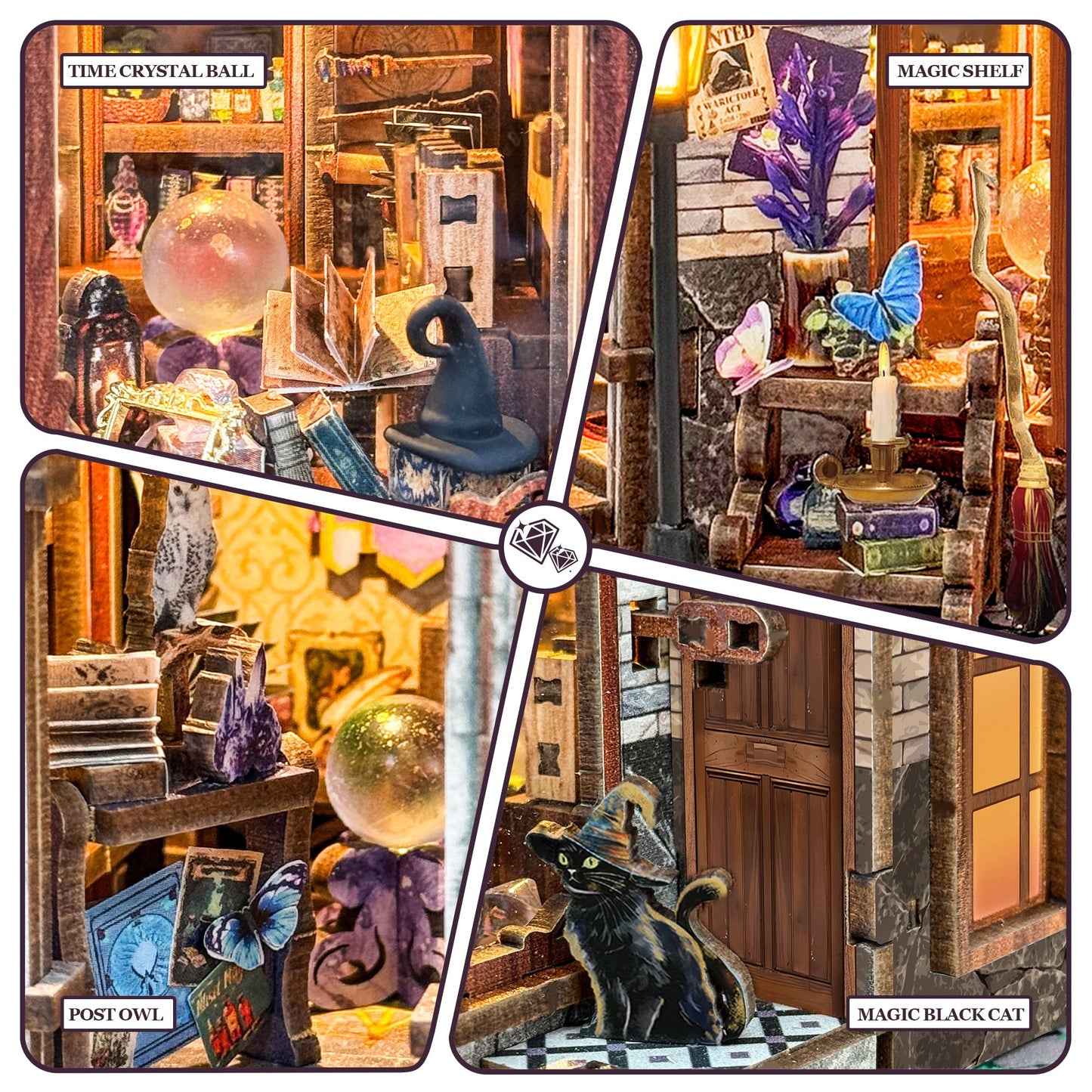 DIY Miniature House Kit, Book Nook Mini House Bookshelf Decor 3D Wooden Puzzle for Adults, Birthday Gift for Family, Friends - Time Magic Club