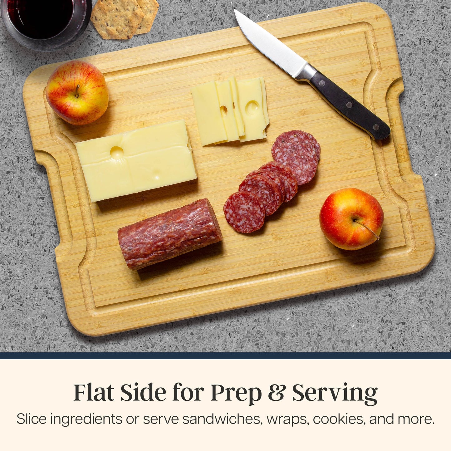 Totally Bamboo Flip, Serve & Store Charcuterie Board with Lid, Reversible Bamboo Cutting Board and Portable Cheese Tray with Compartments, Locking Travel Cover, 15.5 x 11.5 Inches