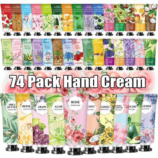 74 Pack Hand Cream Gift Set For Women and Girls,Easter Basket Stuffers for Teens,Teacher Appreciation Gifts,Shea Butter in Natural Plant Hand Lotion For Dry Hands,Scented Mini Hand Lotion Travel Size