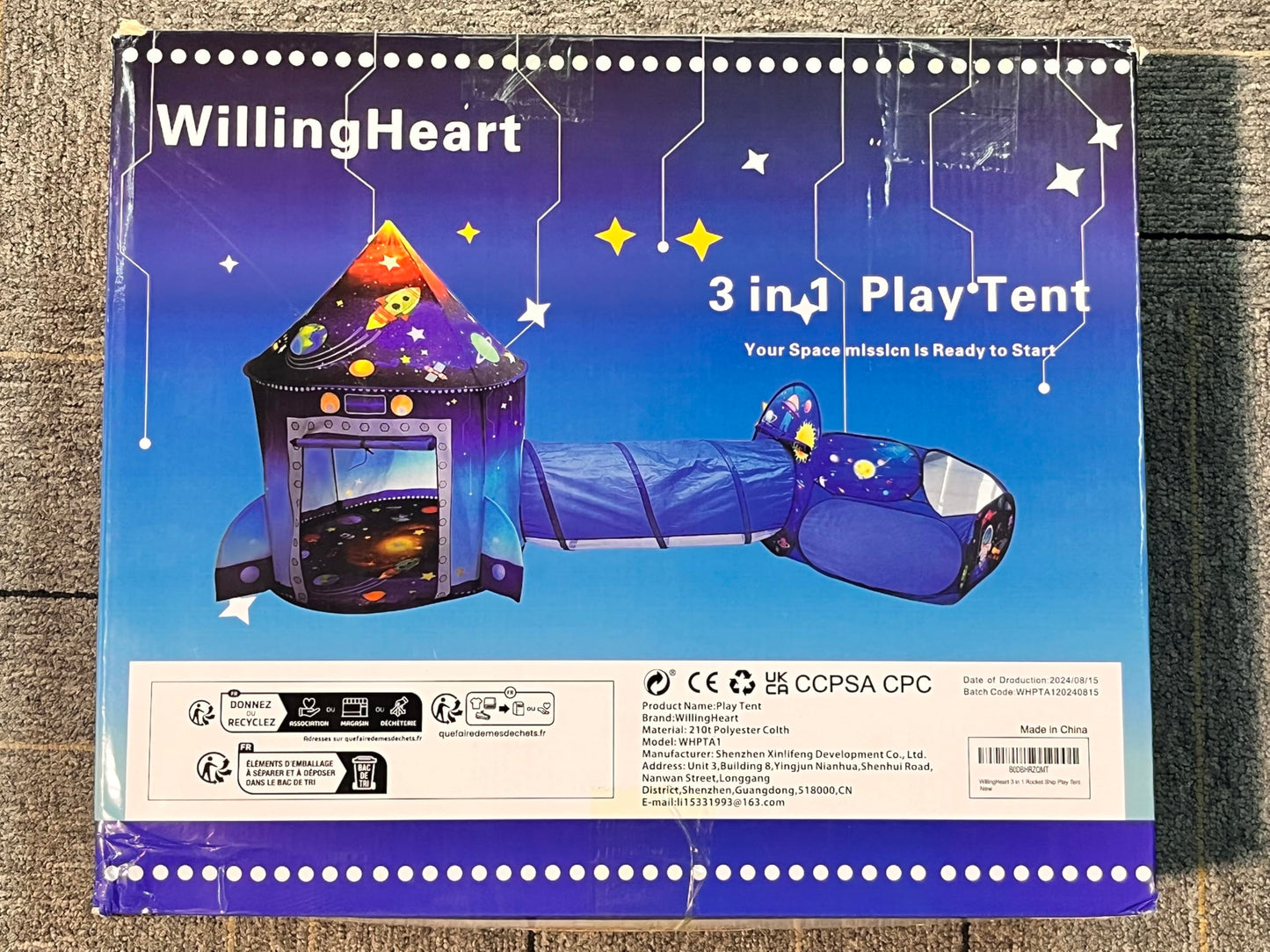 3 in 1 Rocket Ship Play Tent with Tunnel Ball Pit for Kids Space Themed Pop Up Playhouse Indoor Outdoor Astronaut Tent Set Toy Gift for Boys Girls Toddler Baby Child Games Birthday Party