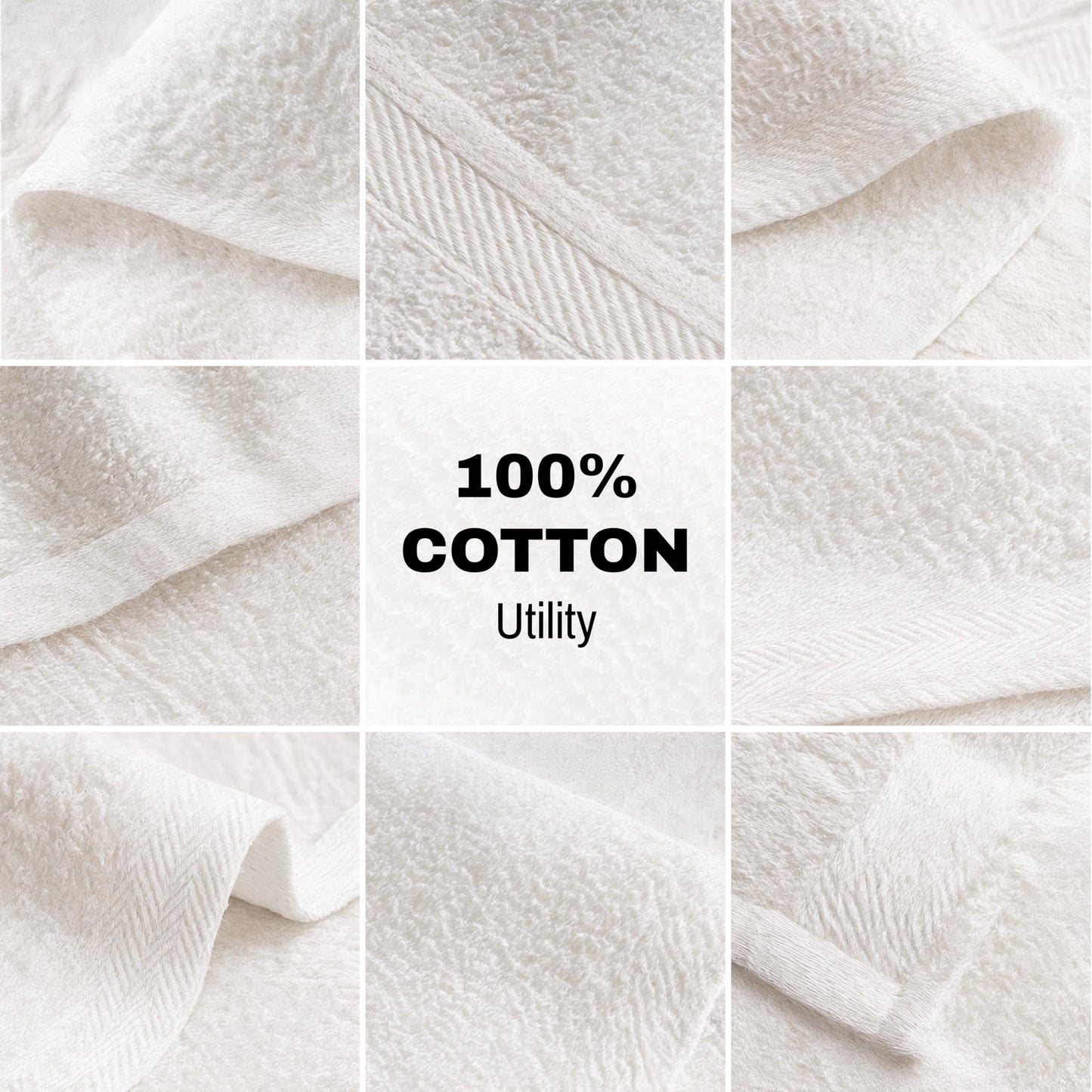 JMR 12 Pack Thin 100% Cotton Utility Towels (22x44 White) - Quick-Dry, Lightweight & Economical for Pets, Gym, Cleaning, Kitchen, Travel, Hair, Auto - Practical Multi-Use Space Saver, Bulk Value
