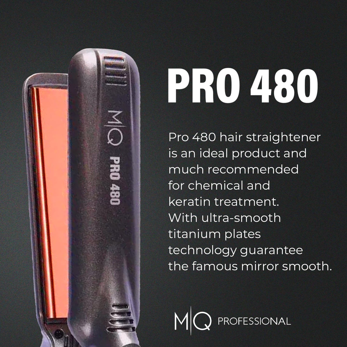 MQ Hair - Professional Titanium Flat Iron 480°F - Bivolt, Anatomic Design, Ultra-Smooth, Mirror Effect - 3 Passes Needed, Temperature Control, Perfect Straightening - Gray Color