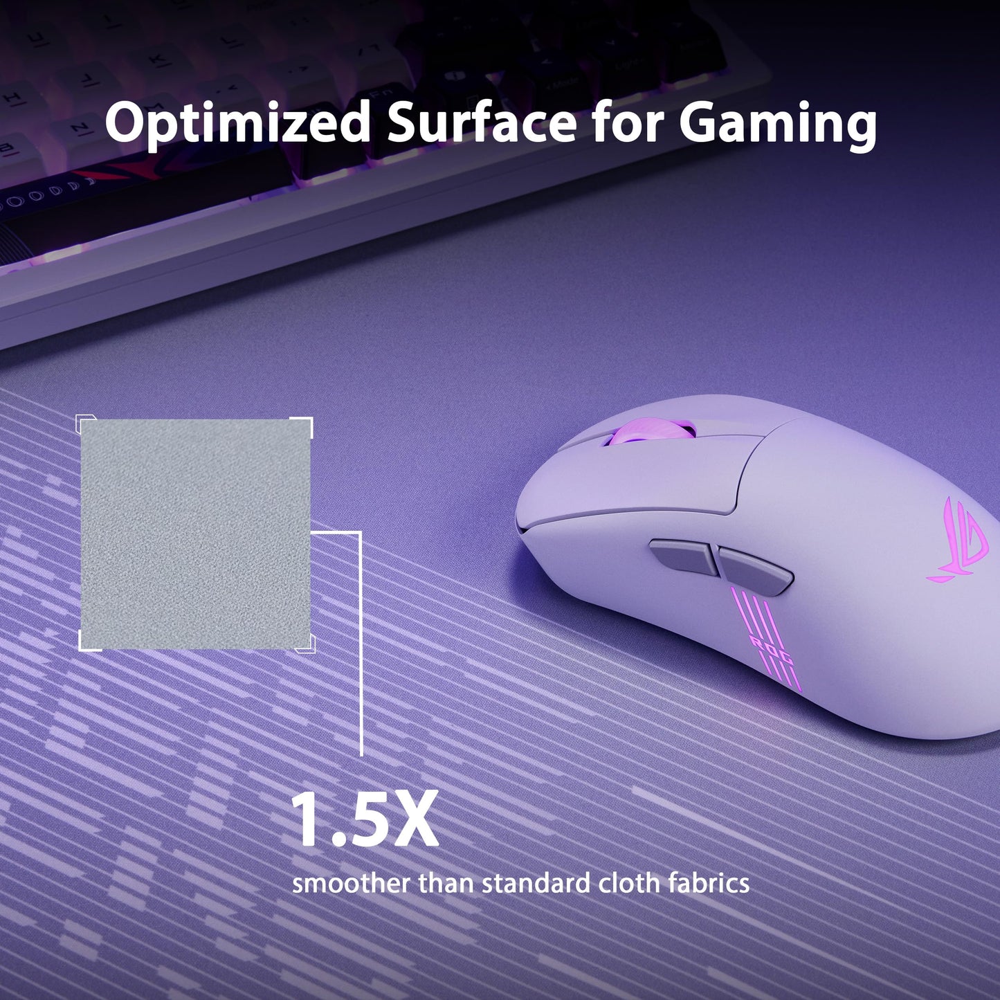 ASUS ROG Scabbard II Arctic Gray XXL Gaming Mouse Pad – 35.4” x 15.7” (Extended/XXL Size), Soft Cloth Surface, Water/Oil/Dust-Resistant, Anti-Fray Edges, Non-Slip Base - Gray
