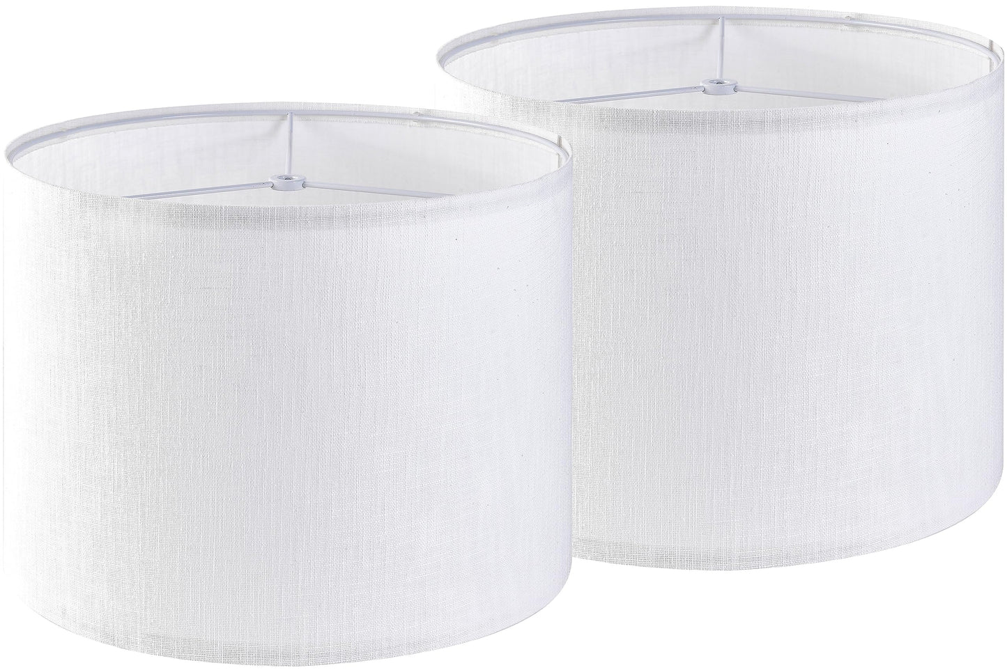 White Linen Lampshades Set of 2 Large, Drum Lamp Shade 16" Top x 16" Bottom x 10" High (Spider) Modern Lamp Shades for Table Lamps & Floor Lamp - Lampshades Replacement,Required Assembly -By GO&SO