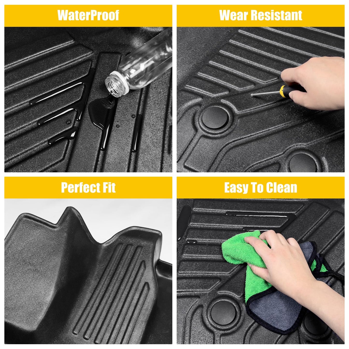 JTYZSM Floor Mat Front Liner Only for 2022-2024 Ford Transit(All Models with Vinyl Floors), All Weather TPE Cargo Mat for 2022 2023 2024 Transit Front 1st Row Accessories