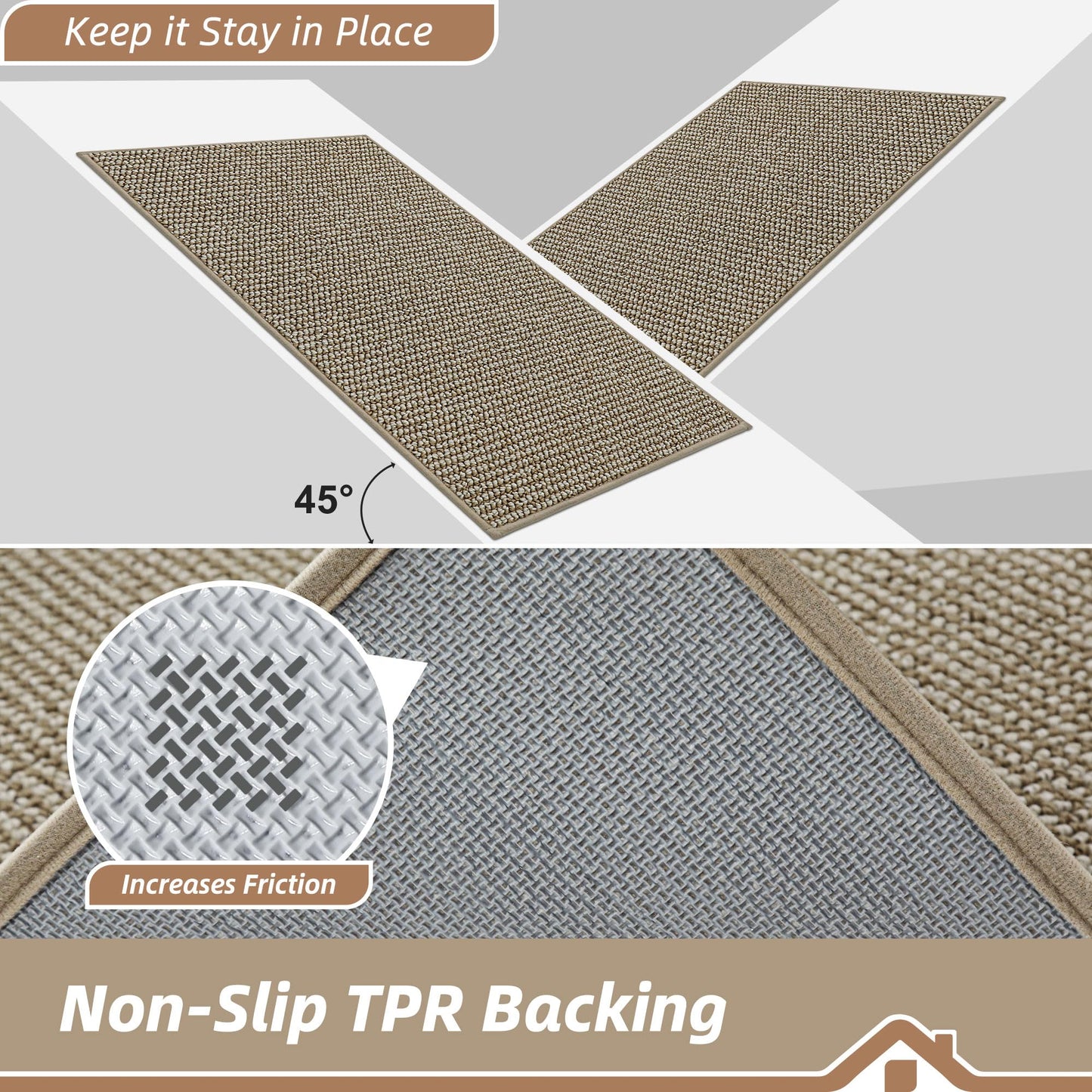 BEQHAUSE Dirt Trapper Door Mat 32" x 48", Non-Slip Washable Doormats Entrance Mat, Dirt Resistant and Absorbent Welcome Mat, Low Profile Floor Mats for Front Back Door and Entryway, Light Beige